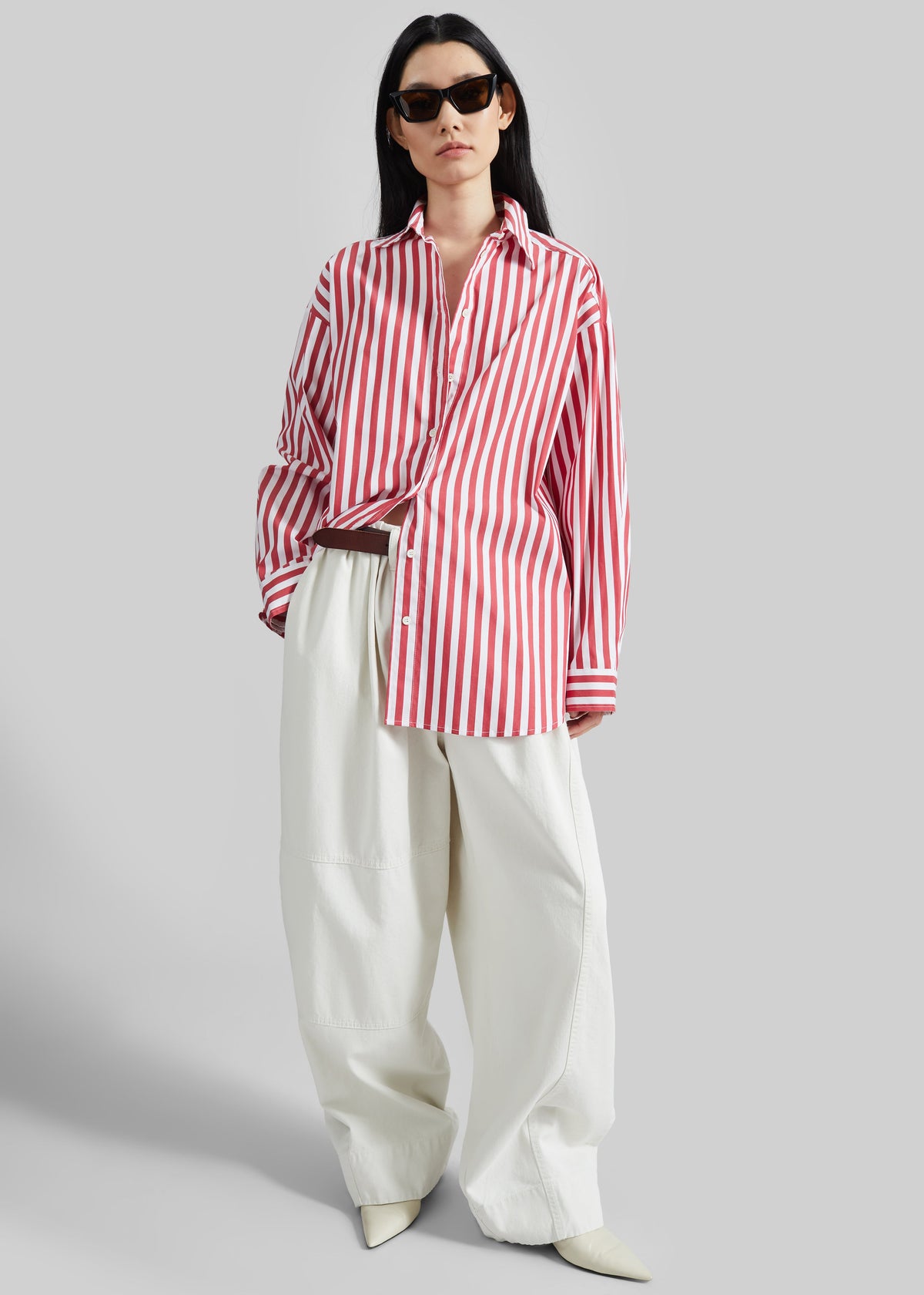 Sylvia Oxford Shirt - White/Red Stripe β view 1 of 9