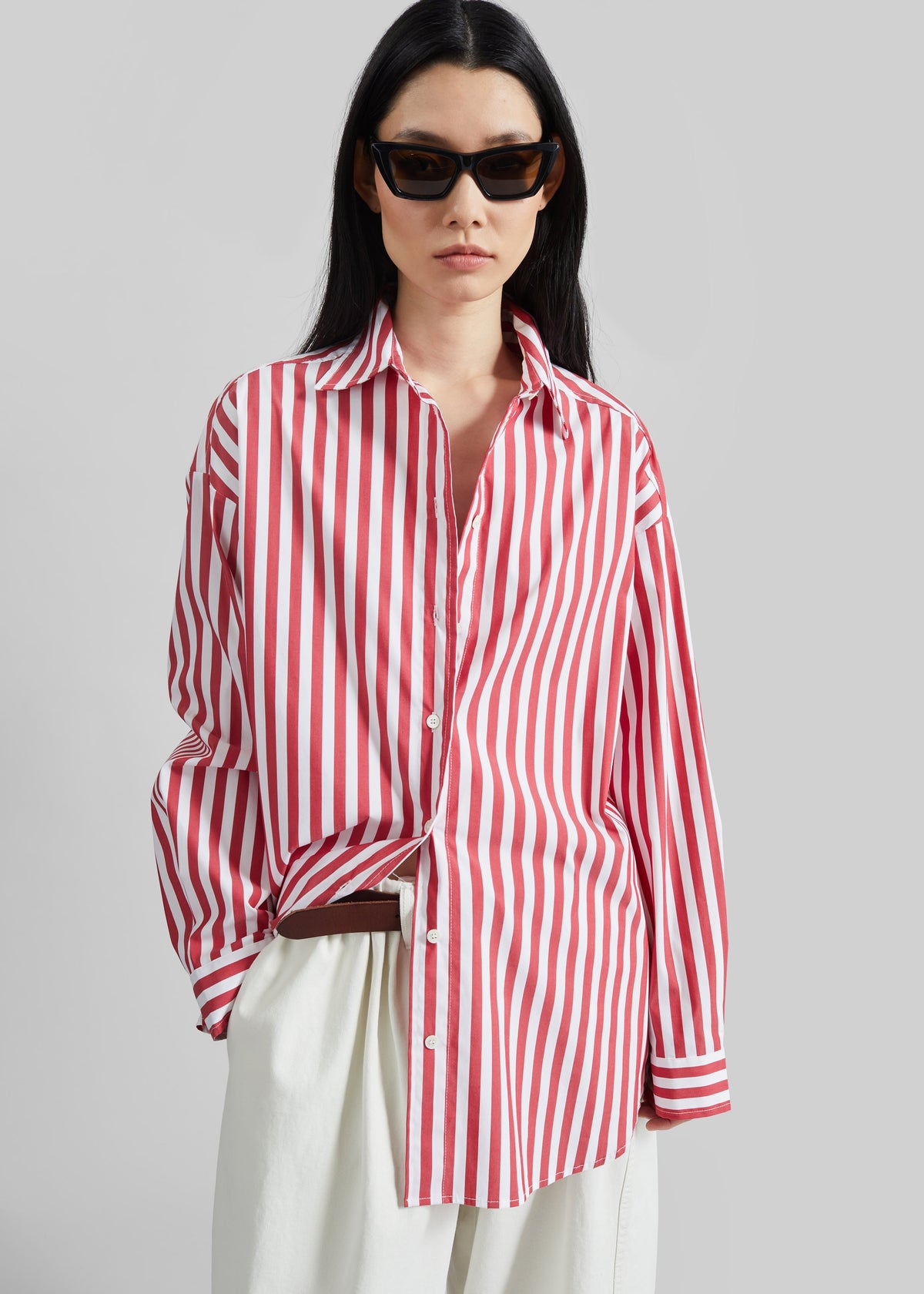 Sylvia Oxford Shirt - White/Red Stripe β view 3 of 9