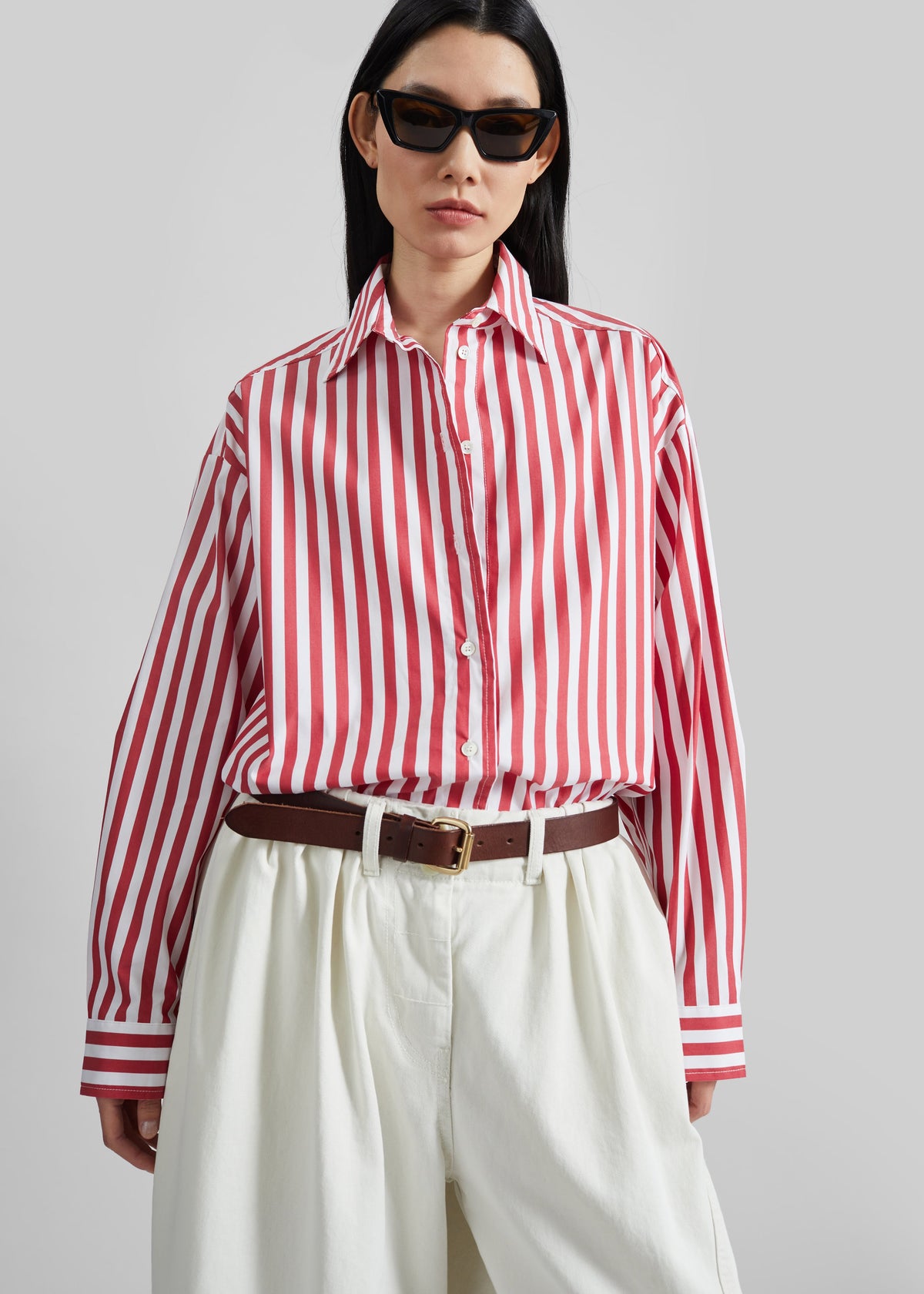Sylvia Oxford Shirt - White/Red Stripe β view 7 of 9