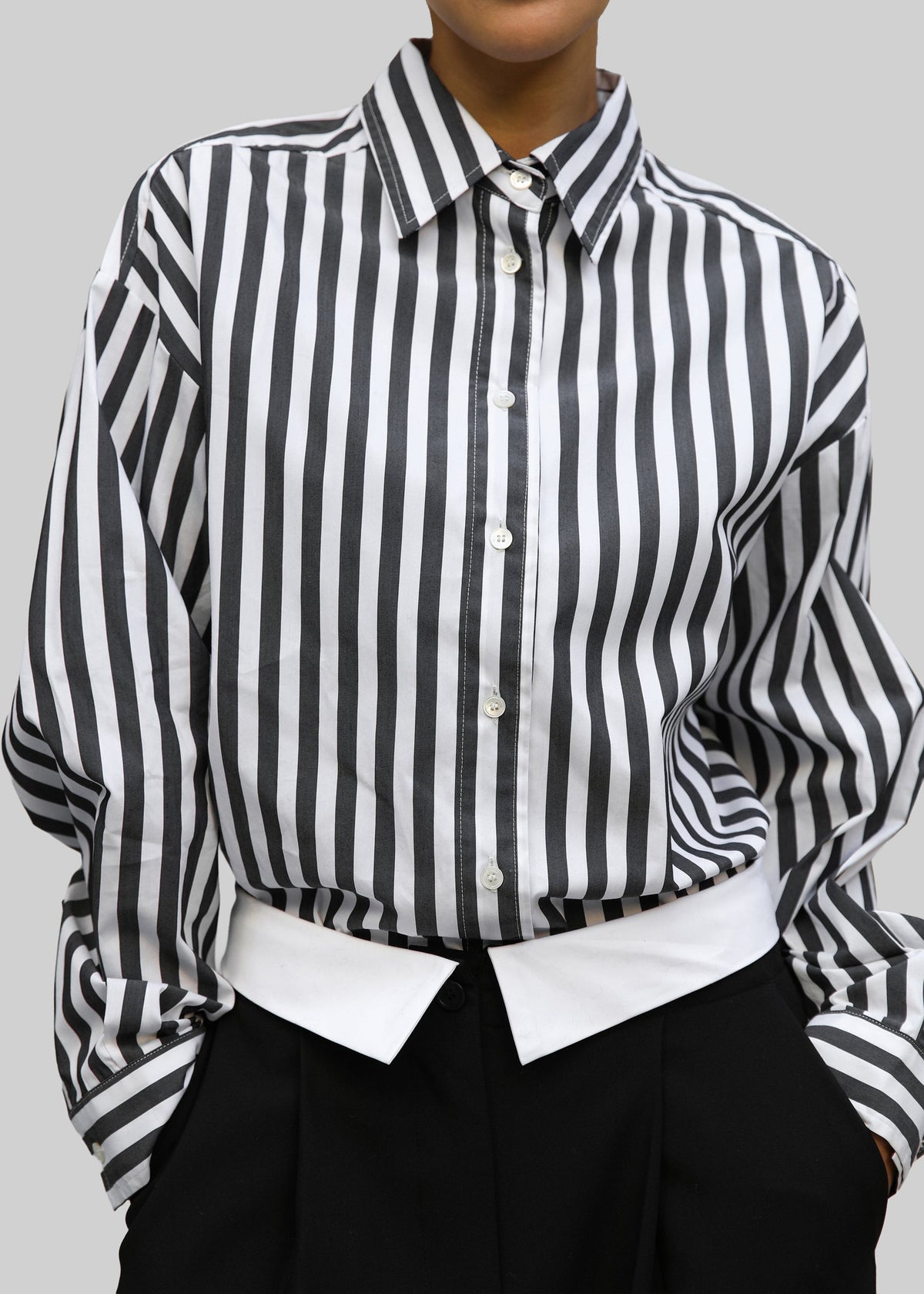 Sylvia Oxford Shirt - Black/White Stripe β view 7 of 11