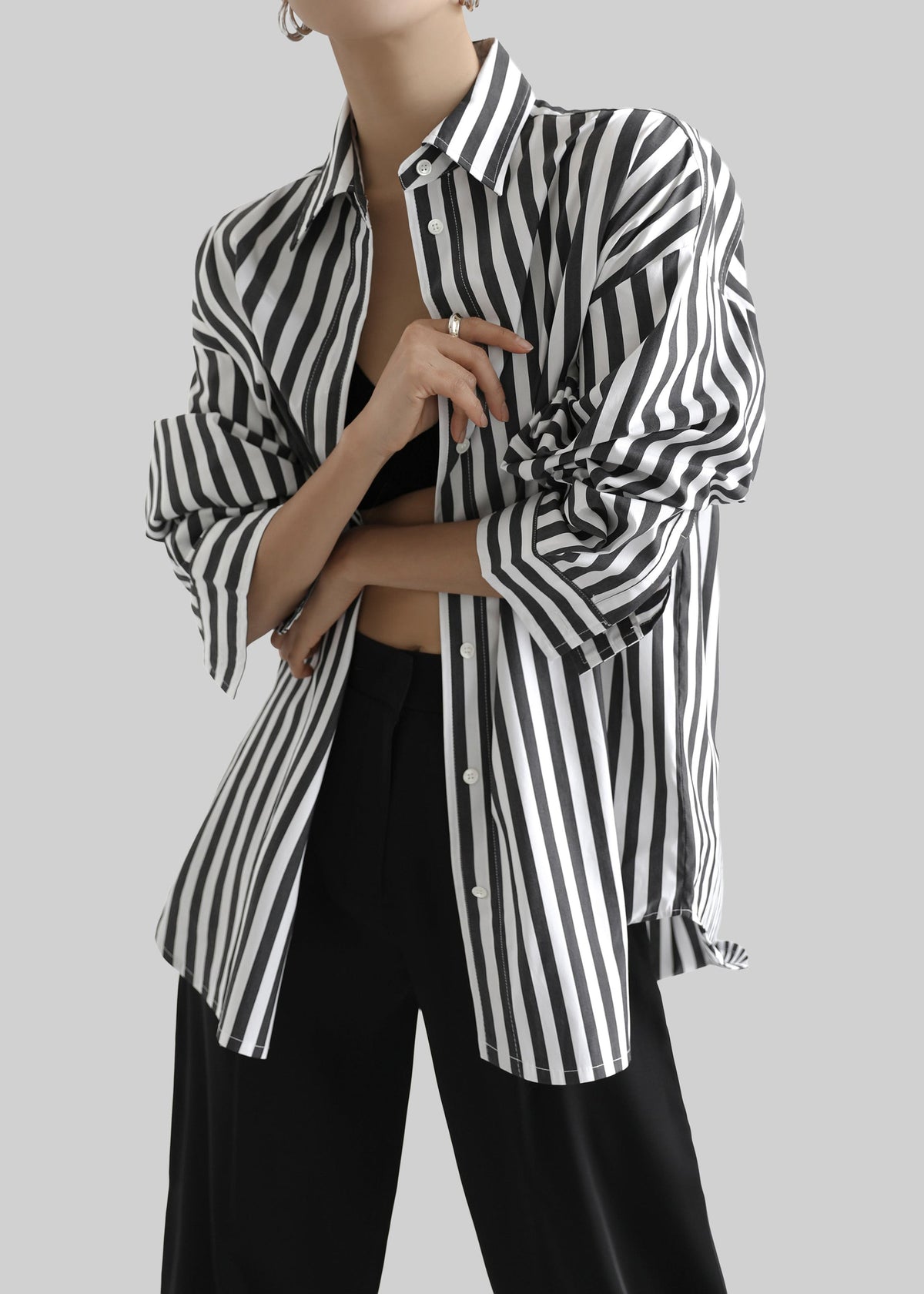 Sylvia Oxford Shirt - Black/White Stripe β view 8 of 11