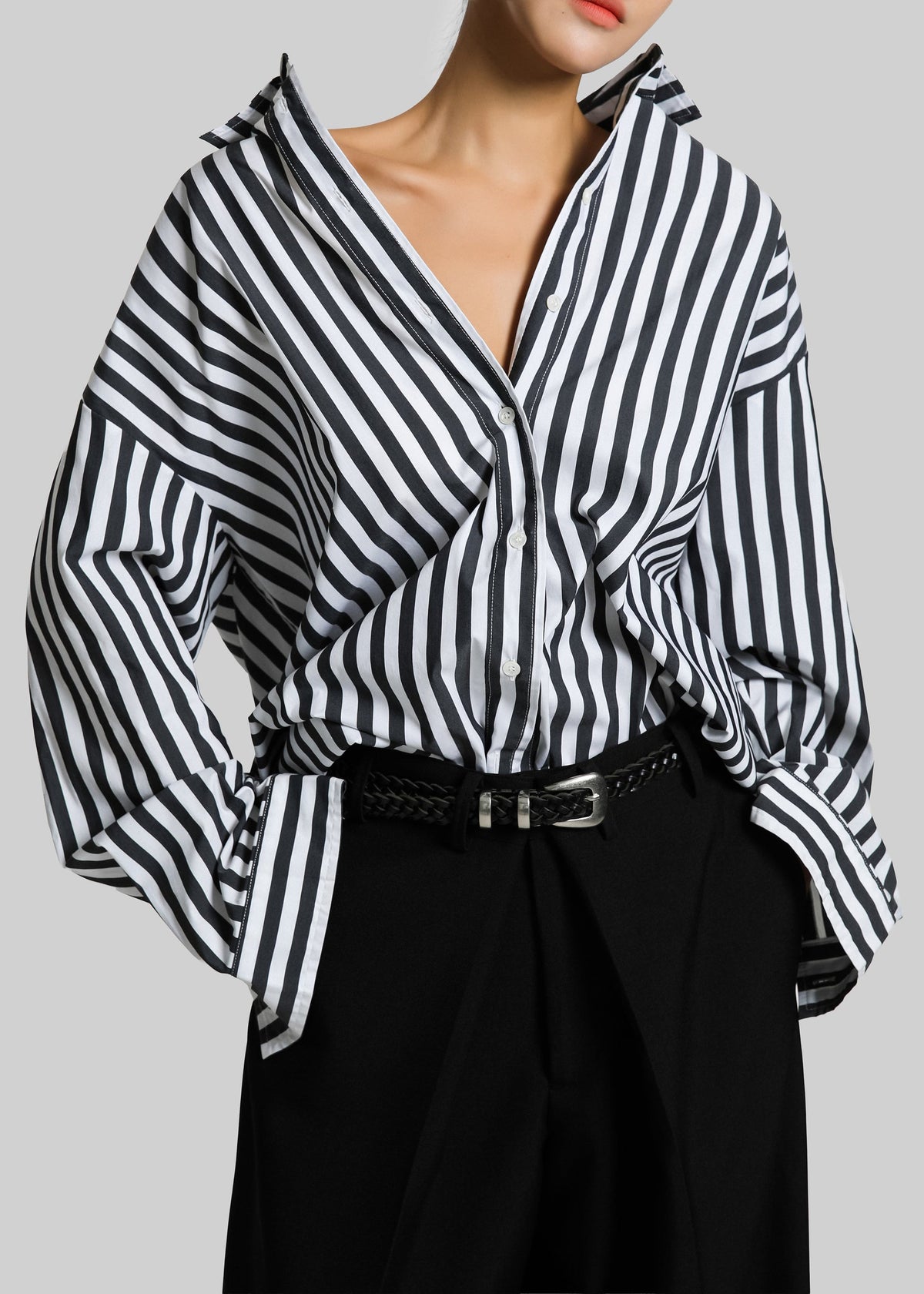 Sylvia Oxford Shirt - Black/White Stripe β view 9 of 11