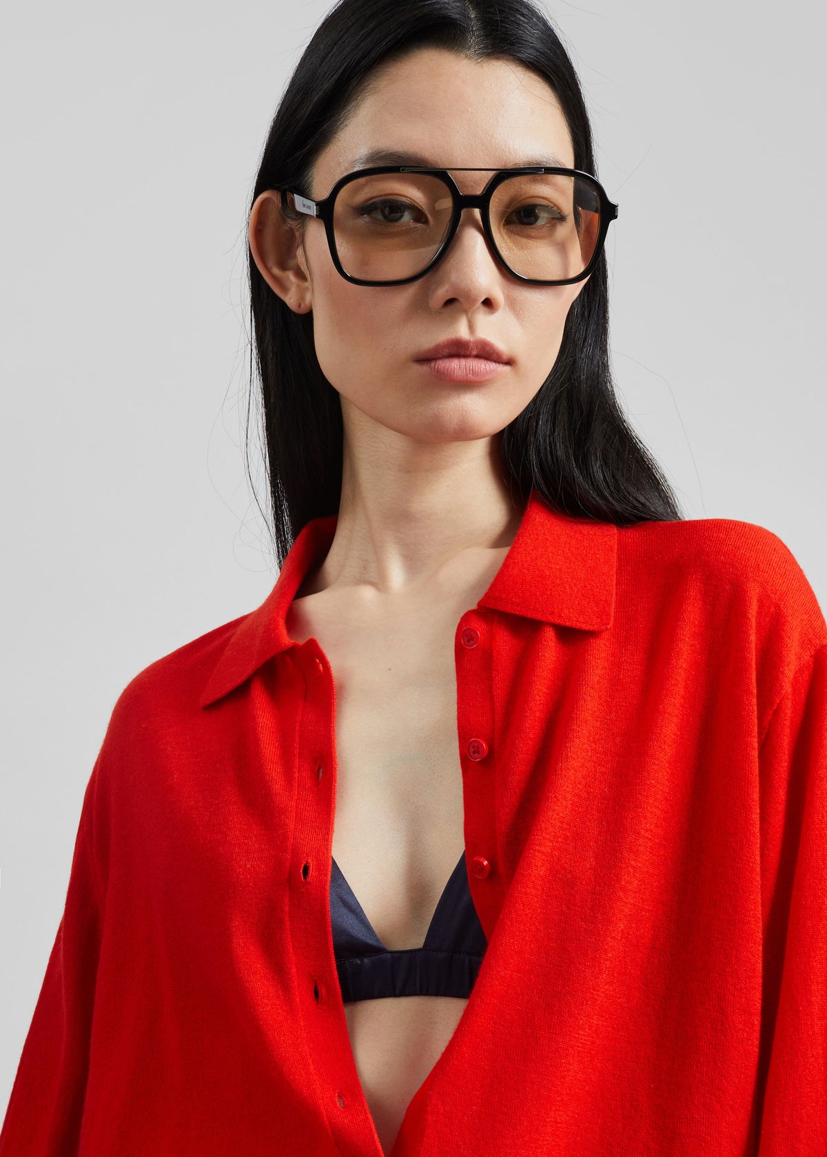 Tala Knit V-Neck Polo - Red β view 5 of 12