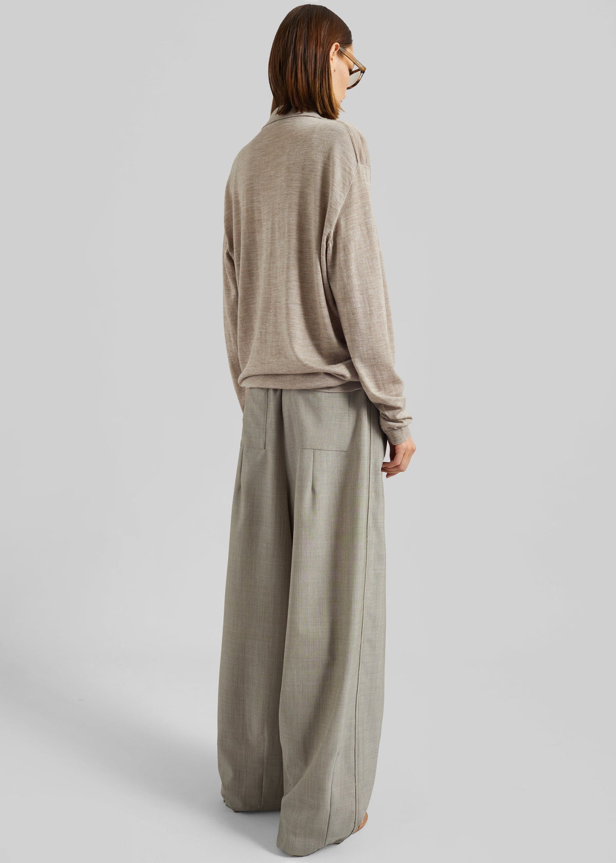 Tala Knit V-Neck Polo - Taupe Melange β view 11 of 12