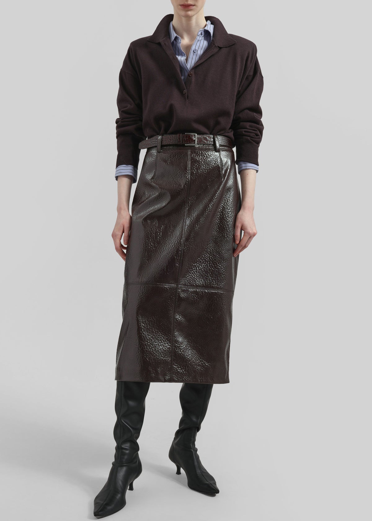 Taney Crackled Pencil Skirt - Brown β view 1 of 7