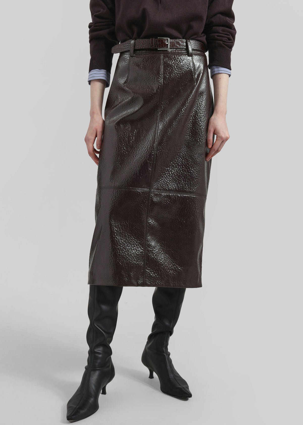 Taney Crackled Pencil Skirt - Brown β view 5 of 7