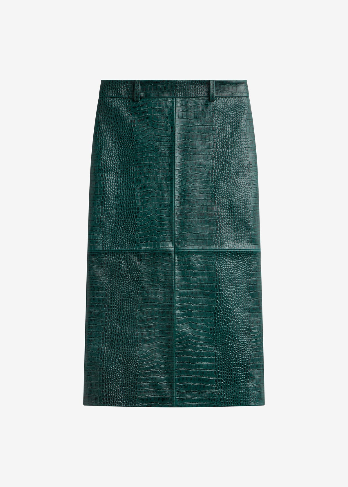 Taney Croc Leather Pencil Skirt - Bottle Green β view 7 of 7