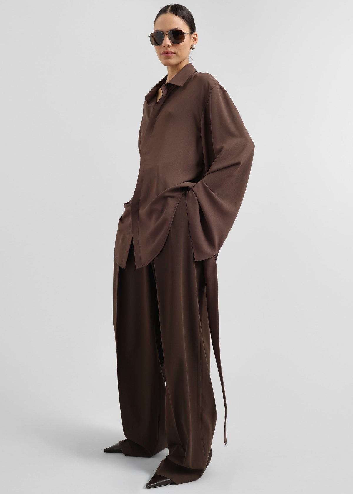 Tansy Pleated Trousers - Chocolate β view 2 of 13