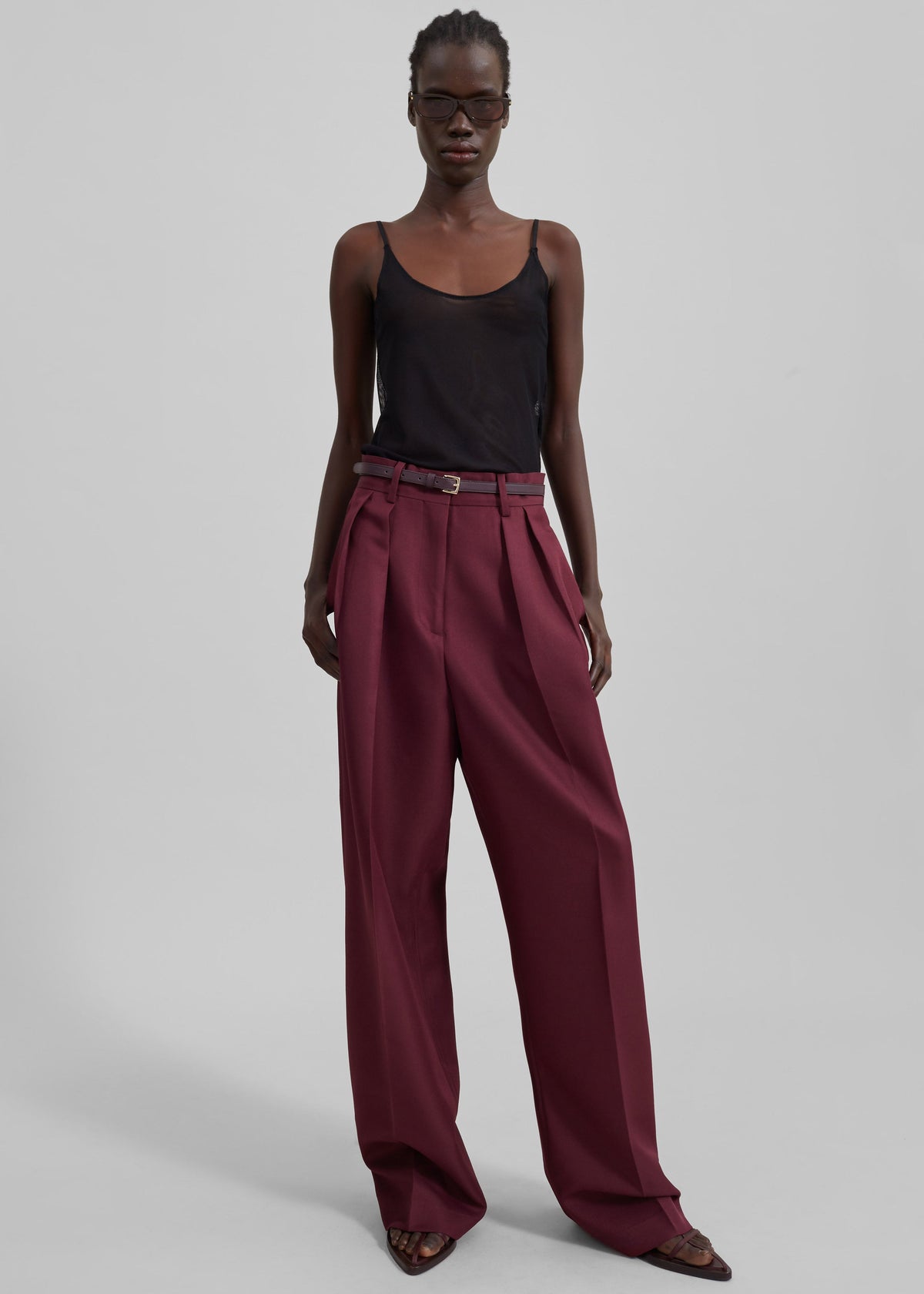 Tansy Pleated Trousers - Burgundy β view 1 of 14