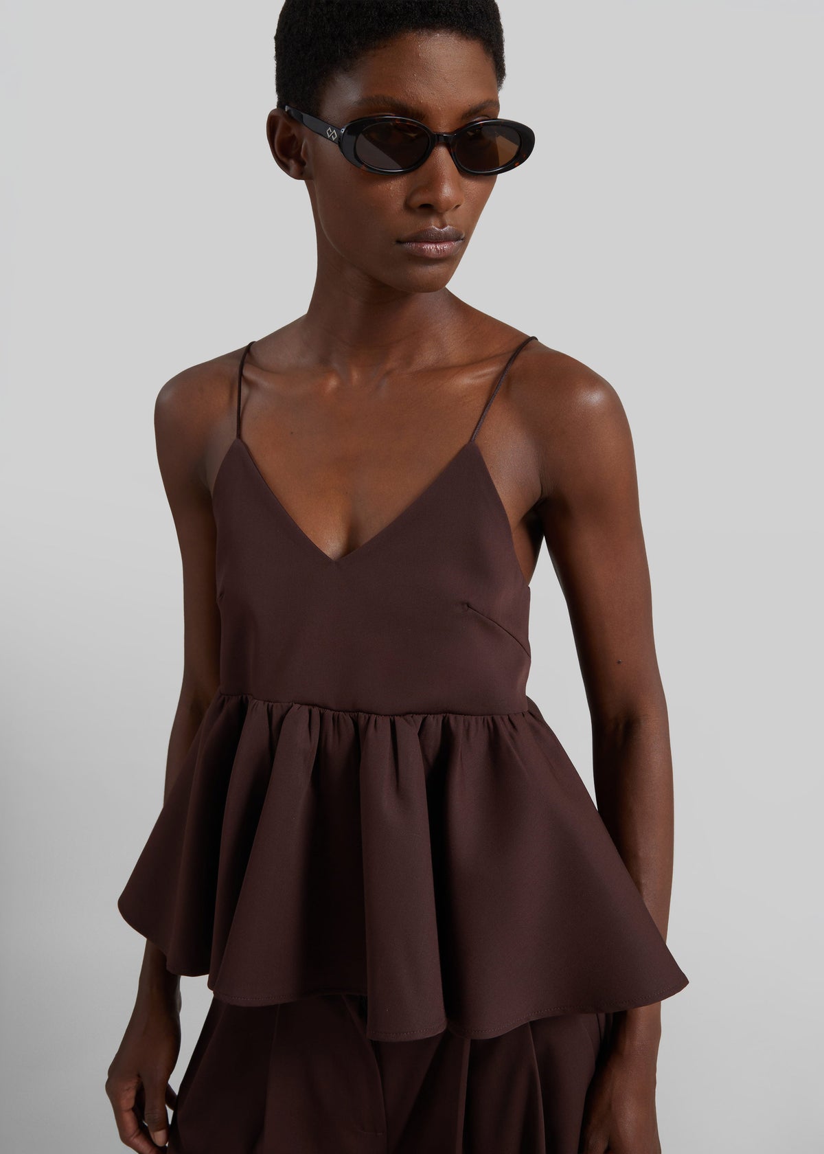Taormina Peplum Top - Chocolate β view 8 of 10