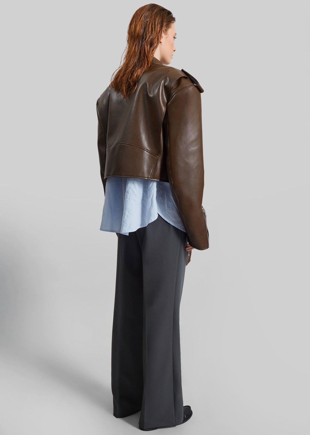 Teagan Boxy Faux Leather Jacket - Brown β view 11 of 12