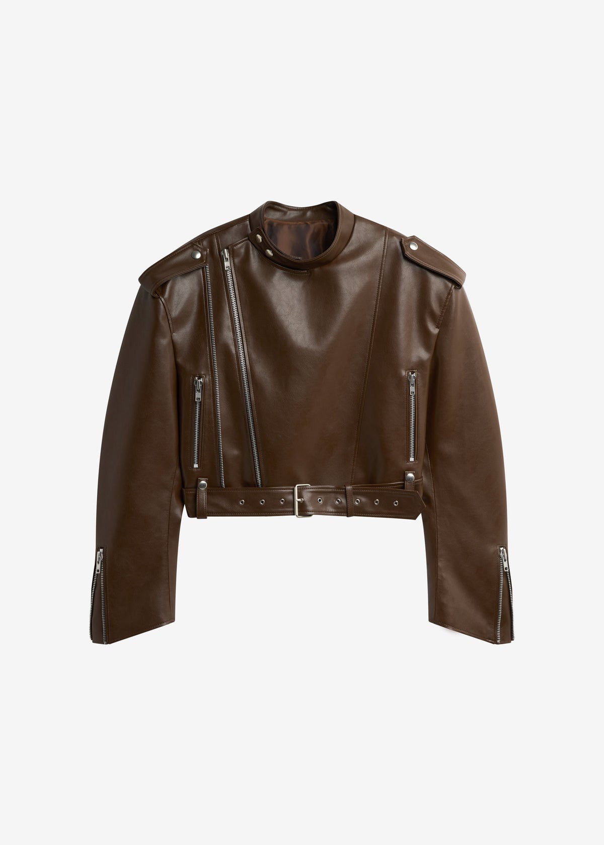 Teagan Boxy Faux Leather Jacket - Brown β view 12 of 12