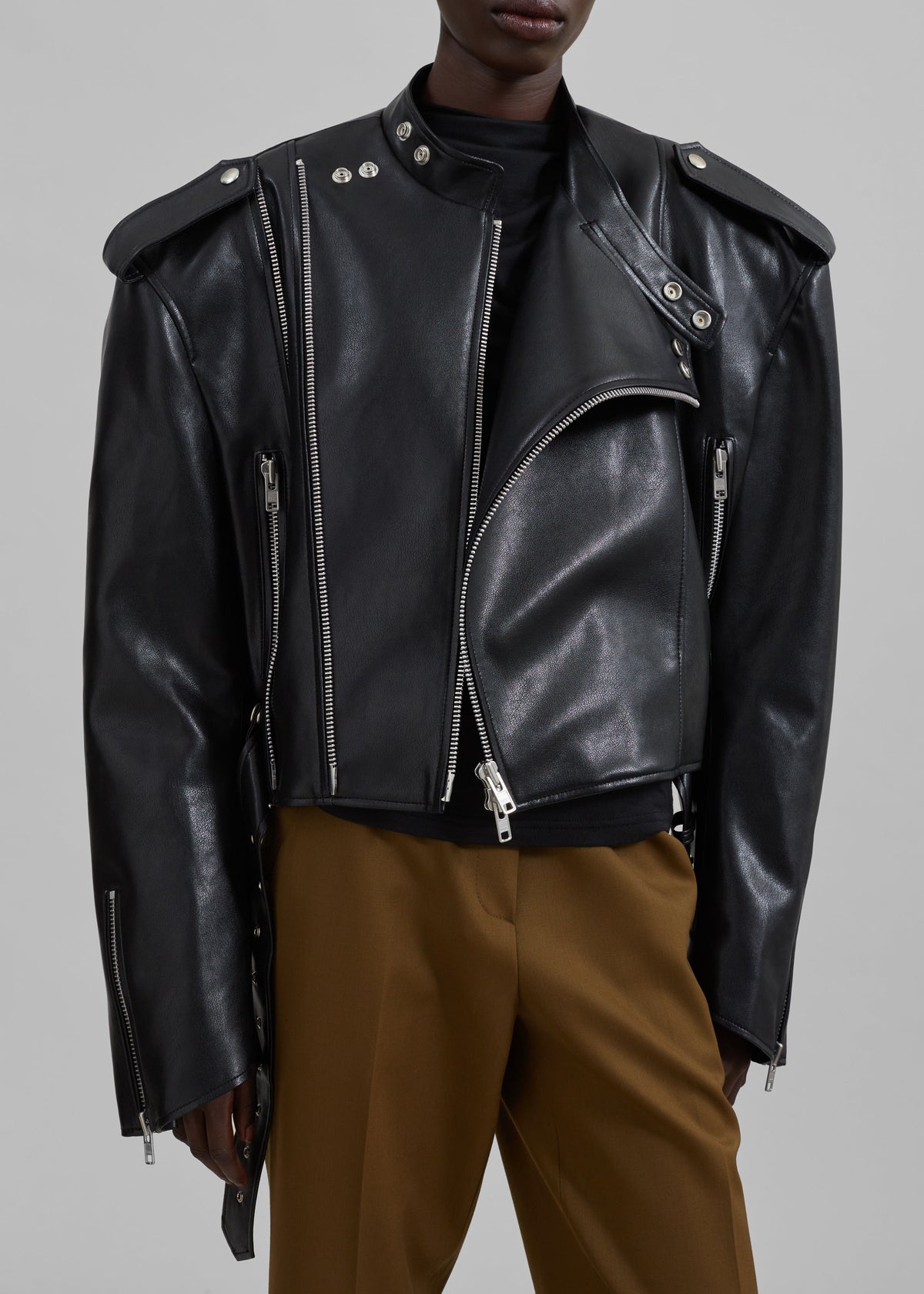 Teagan Boxy Faux Leather Jacket - Black β view 7 of 11
