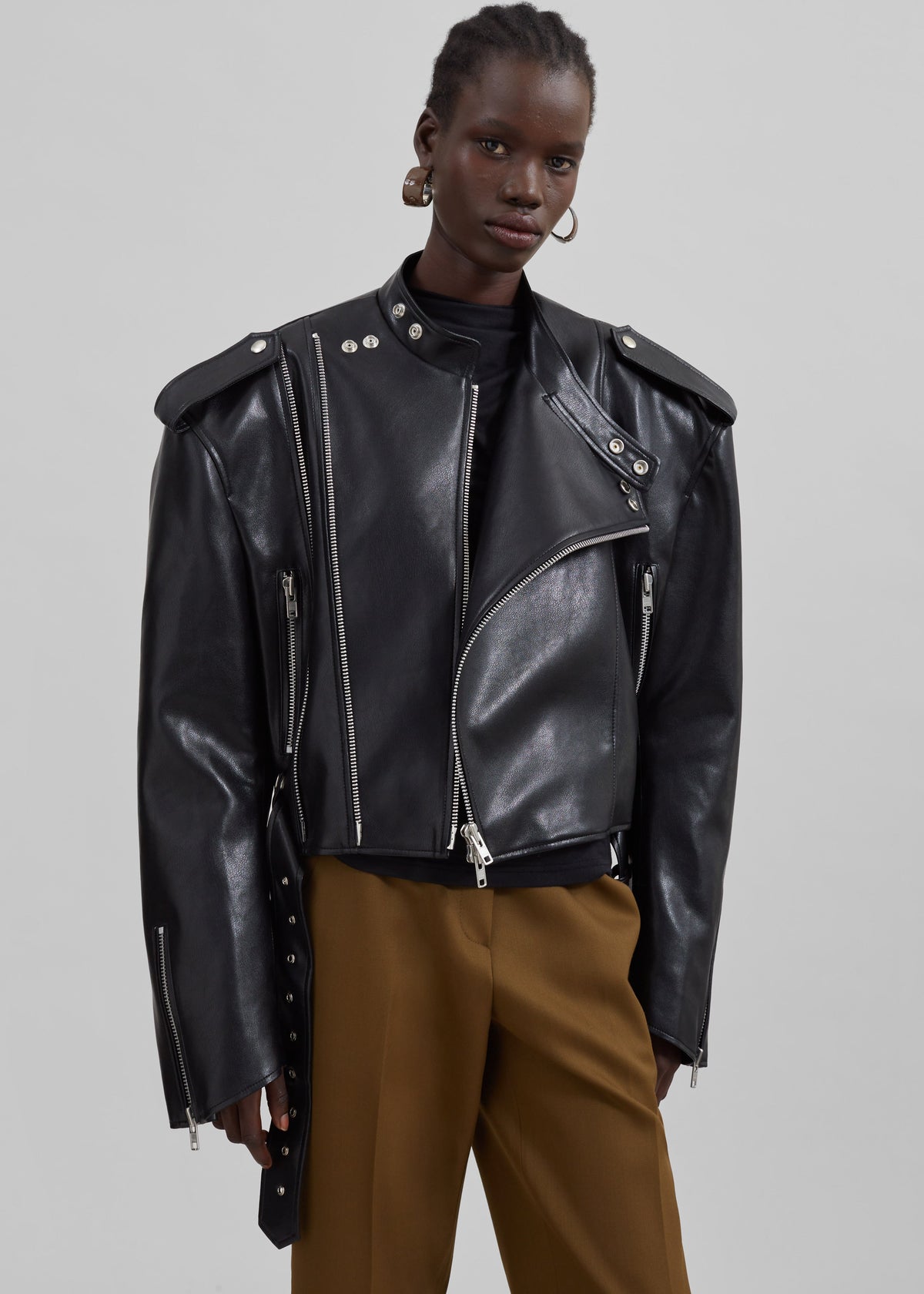 Teagan Boxy Faux Leather Jacket - Black β view 1 of 11