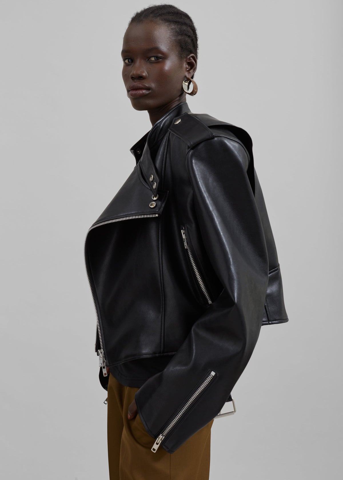 Teagan Boxy Faux Leather Jacket - Black β view 4 of 11