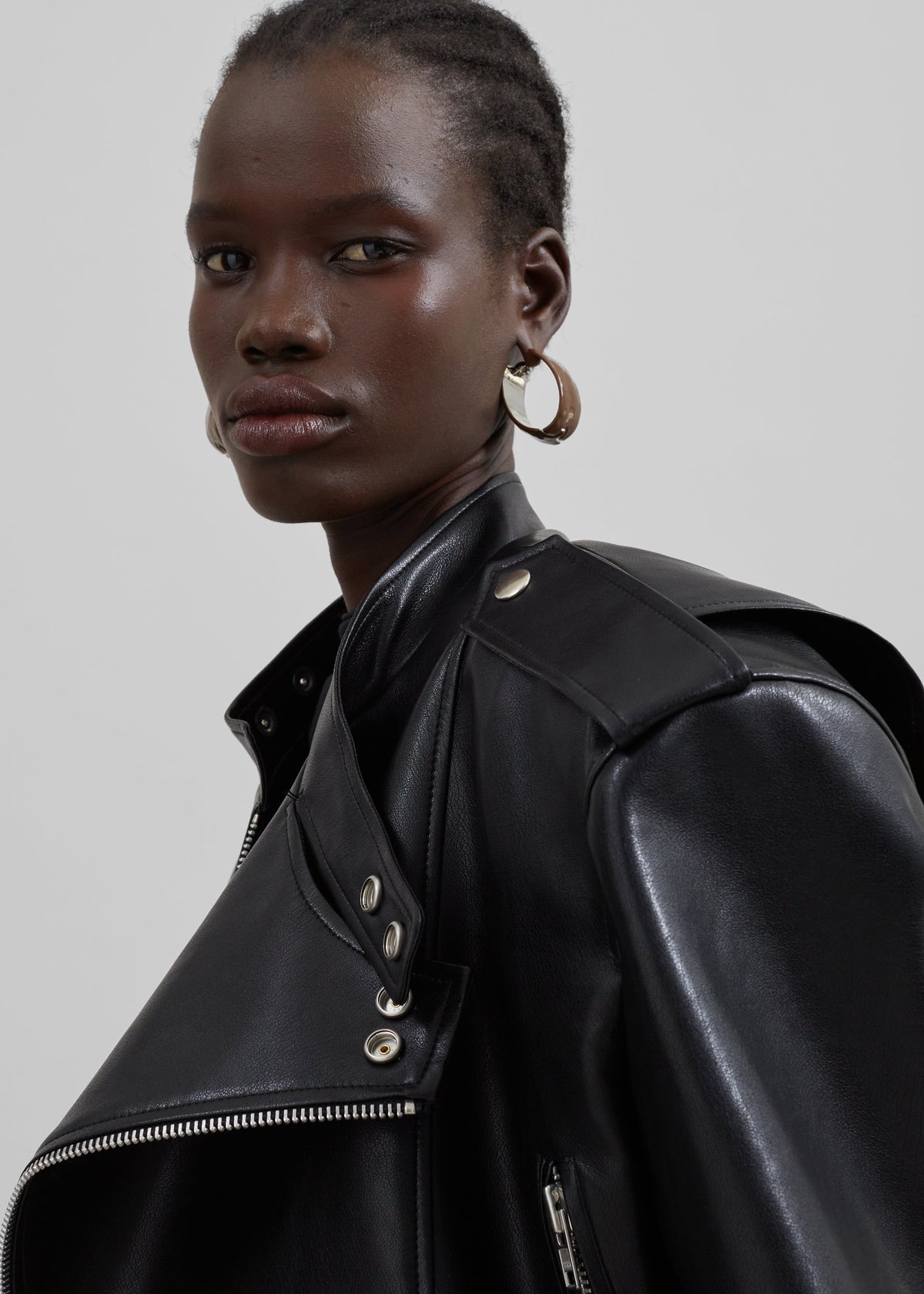 Teagan Boxy Faux Leather Jacket - Black β view 9 of 11