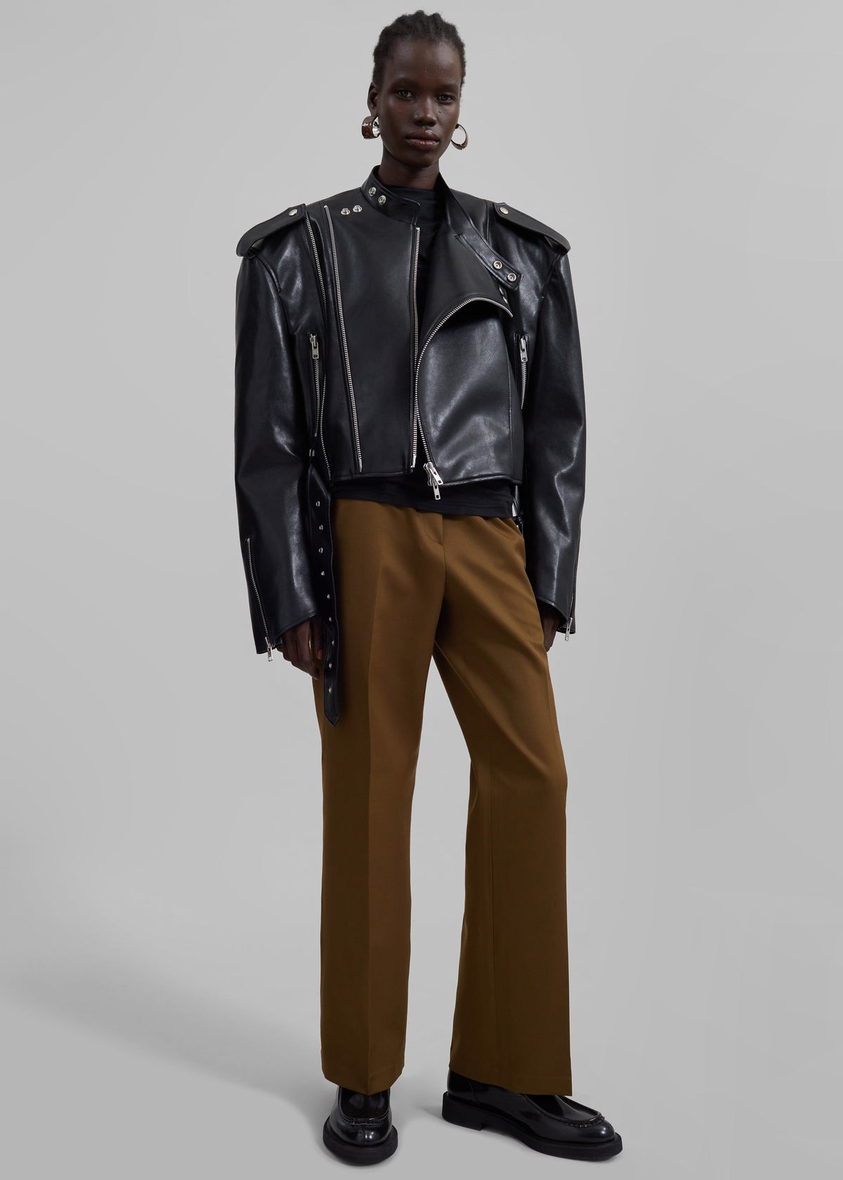 Teagan Boxy Faux Leather Jacket - Black β view 8 of 11