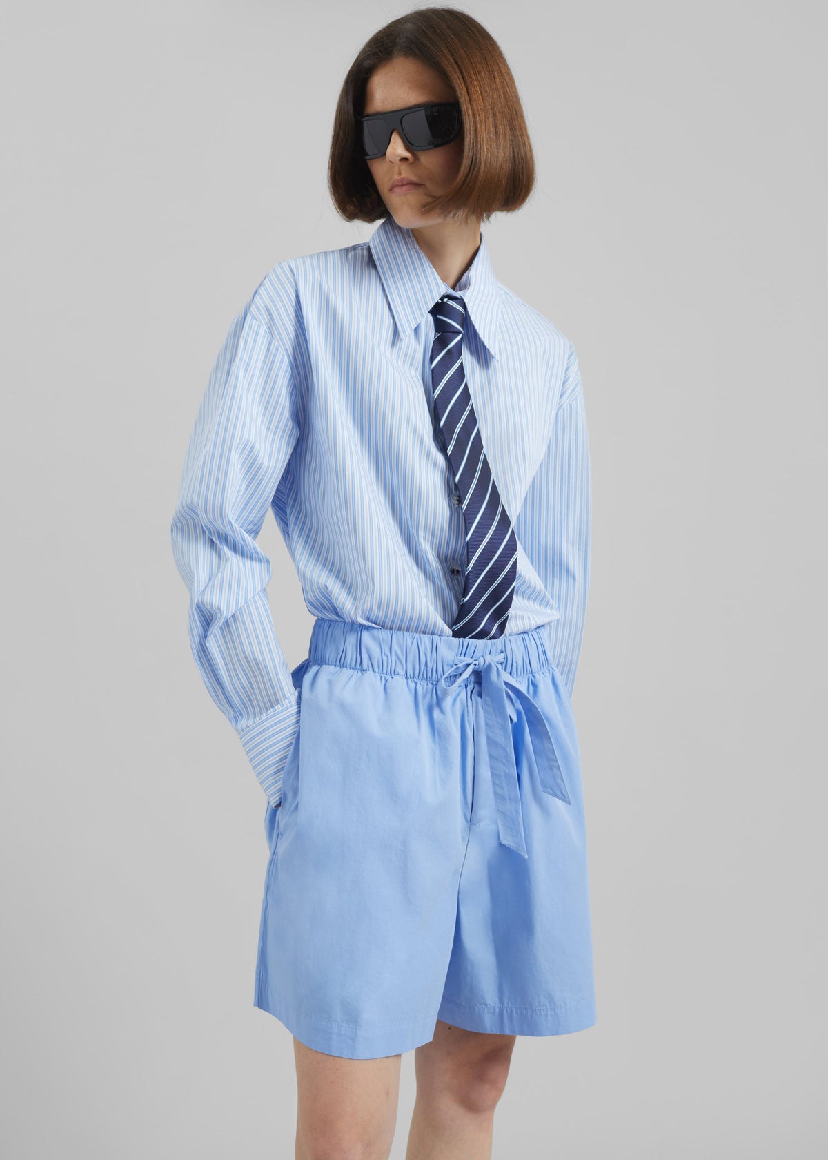 Tekla Poplin Pyjama Shorts - Cornflower Blue β view 5 of 11