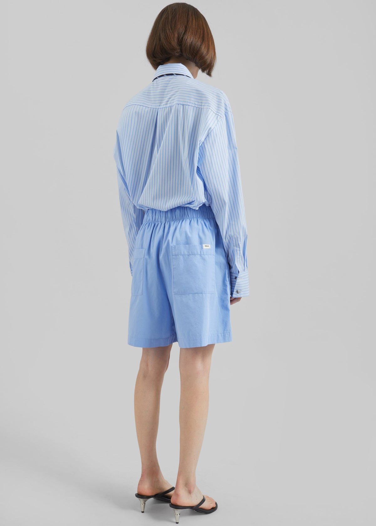 Tekla Poplin Pyjama Shorts - Cornflower Blue β view 9 of 11