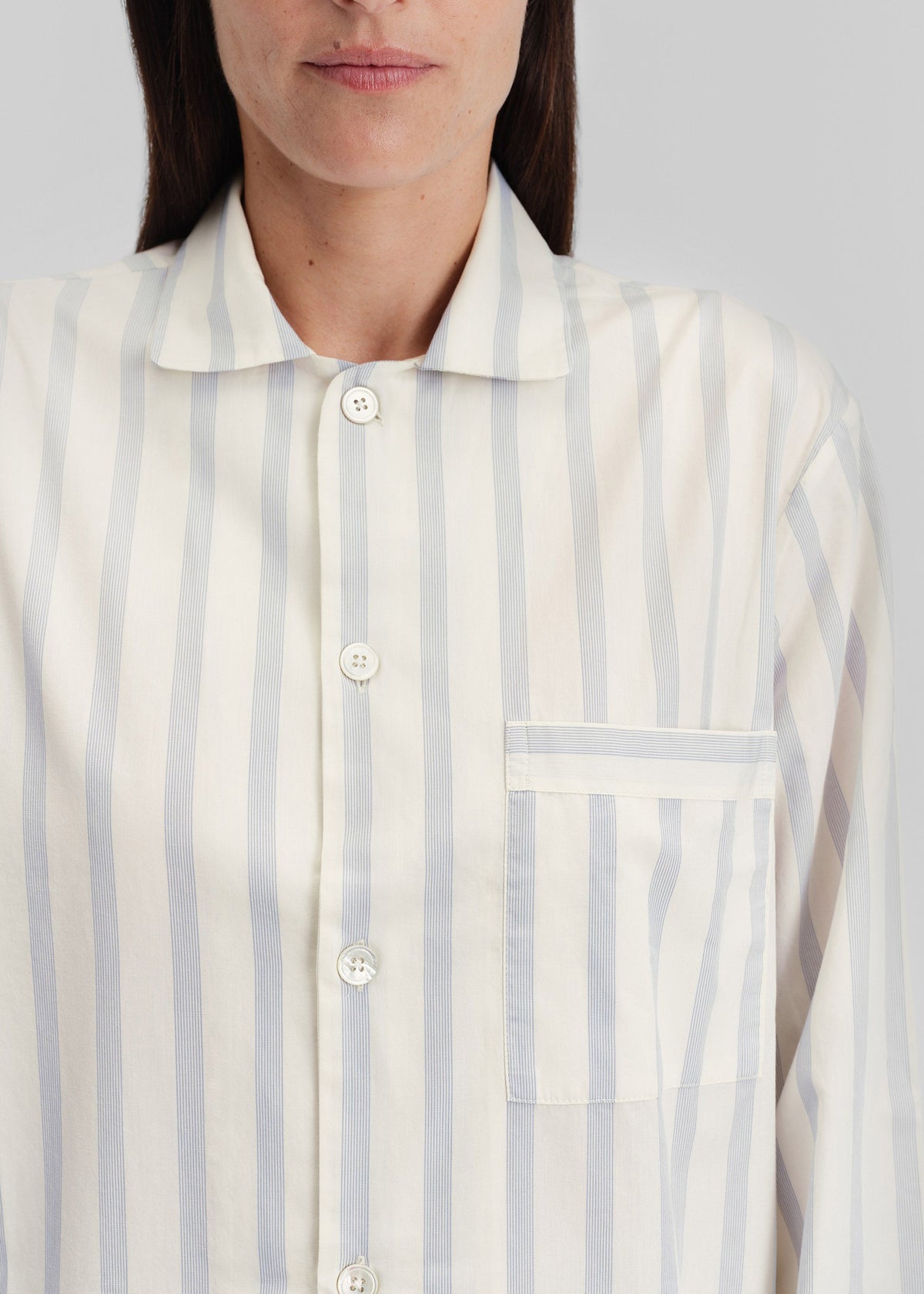 Tekla Poplin Pyjama Shirt - Needle Stripes β view 5 of 11