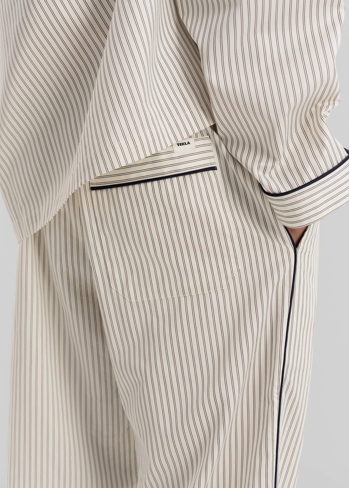 Tekla Sateen Pyjama Pants - Brown Pinstripe β view 1 of 8