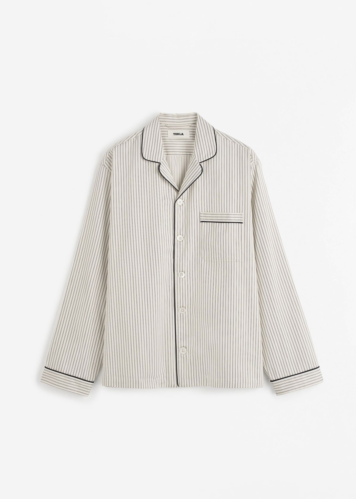 Tekla Sateen Pyjama Shirt - Brown Pinstripe β view 9 of 9