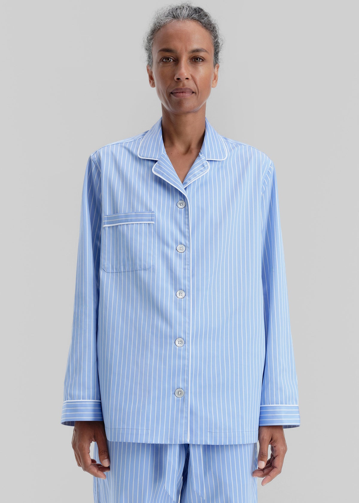 Tekla Sateen Pyjama Shirt - Polo Stripes β view 2 of 7
