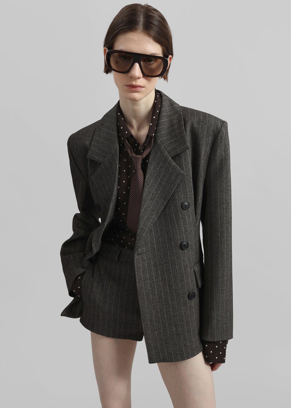 Tenby Striped Cinched Blazer - Brown Melange β view 6 of 9