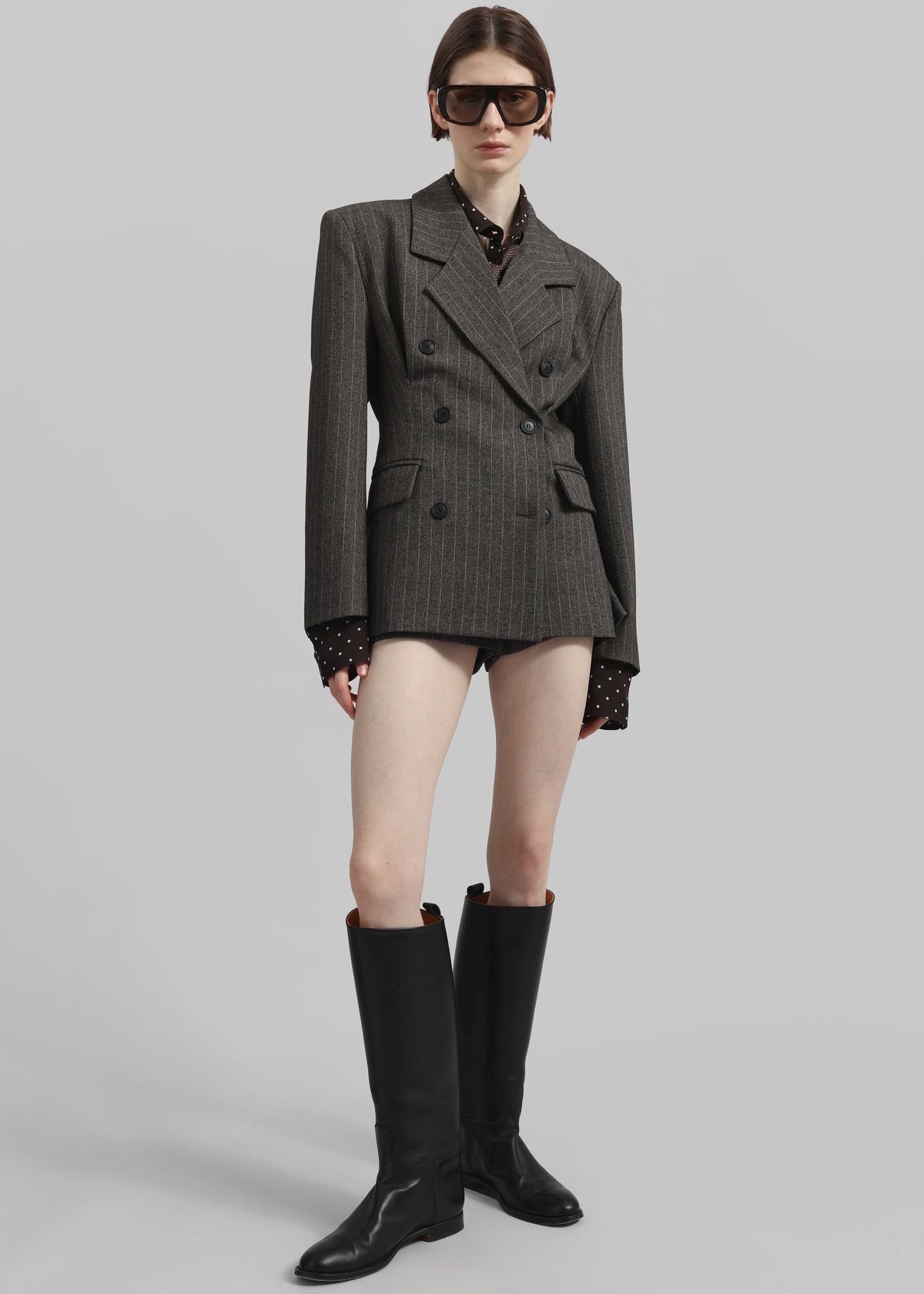 Tenby Striped Cinched Blazer - Brown Melange β view 7 of 9
