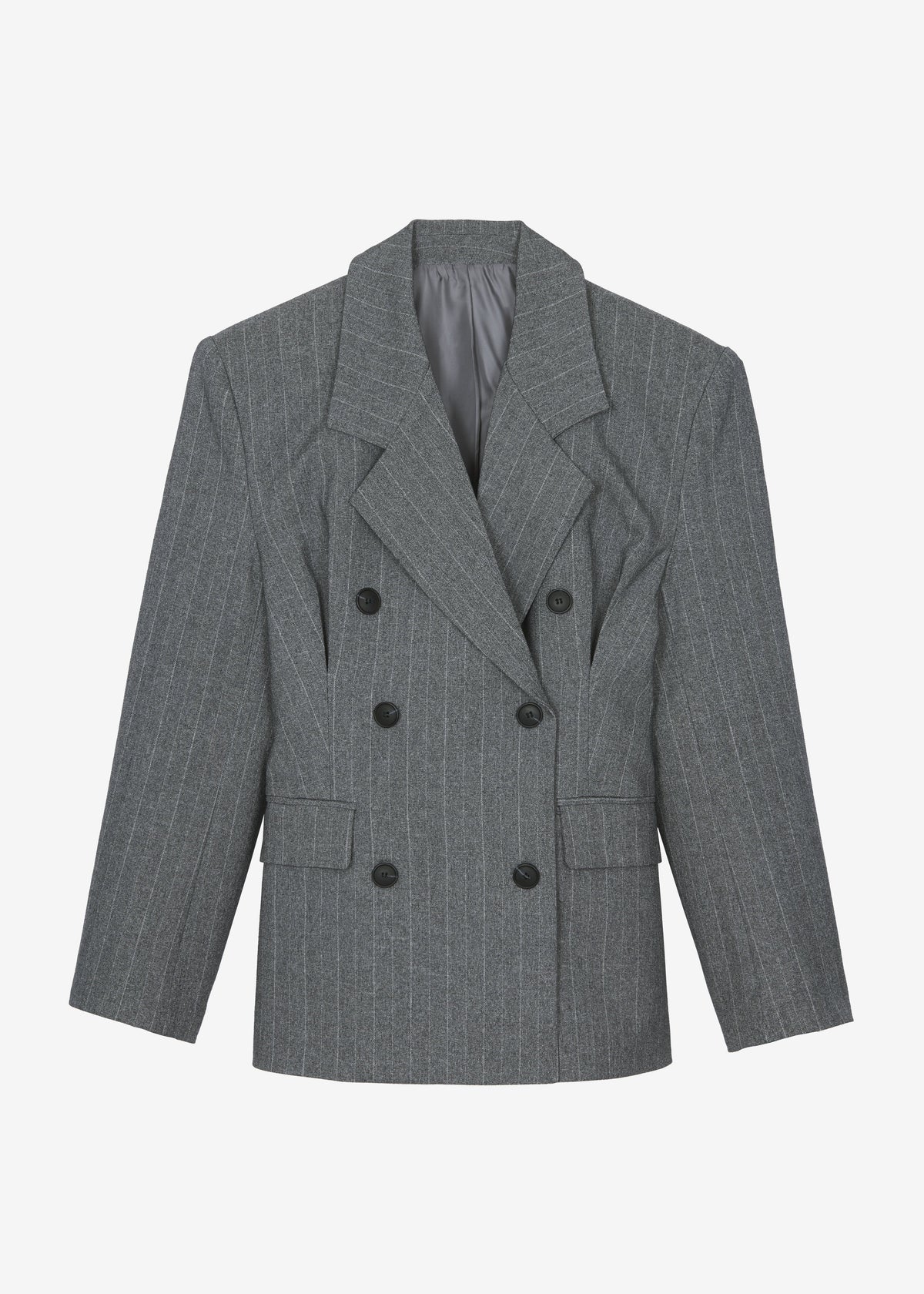 Tenby Striped Cinched Blazer - Grey Melange β view 9 of 9