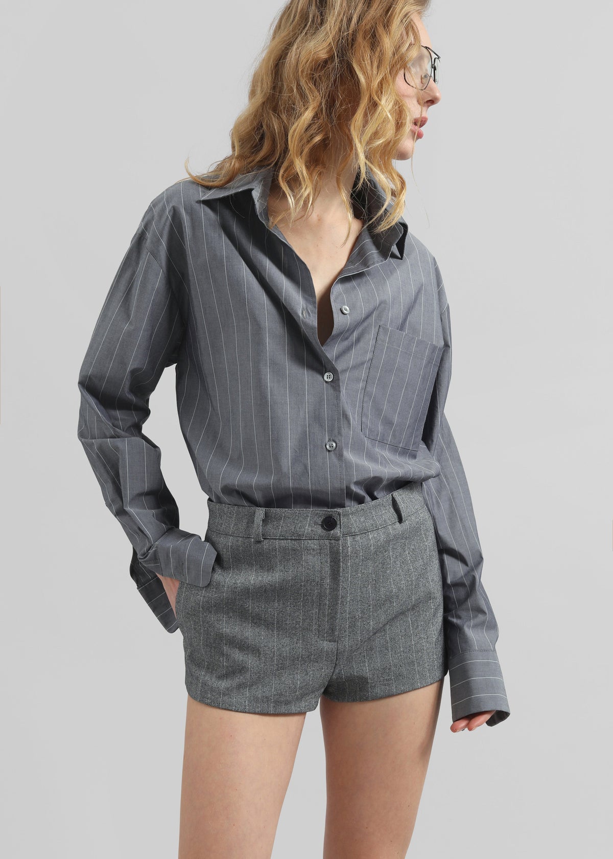 Tenby Striped Hot Pants - Grey Melange β view 6 of 9