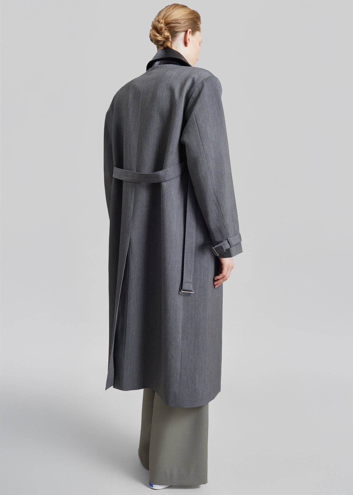 Teran Faux Leather Collar Coat - Dark Grey Melange β view 7 of 8