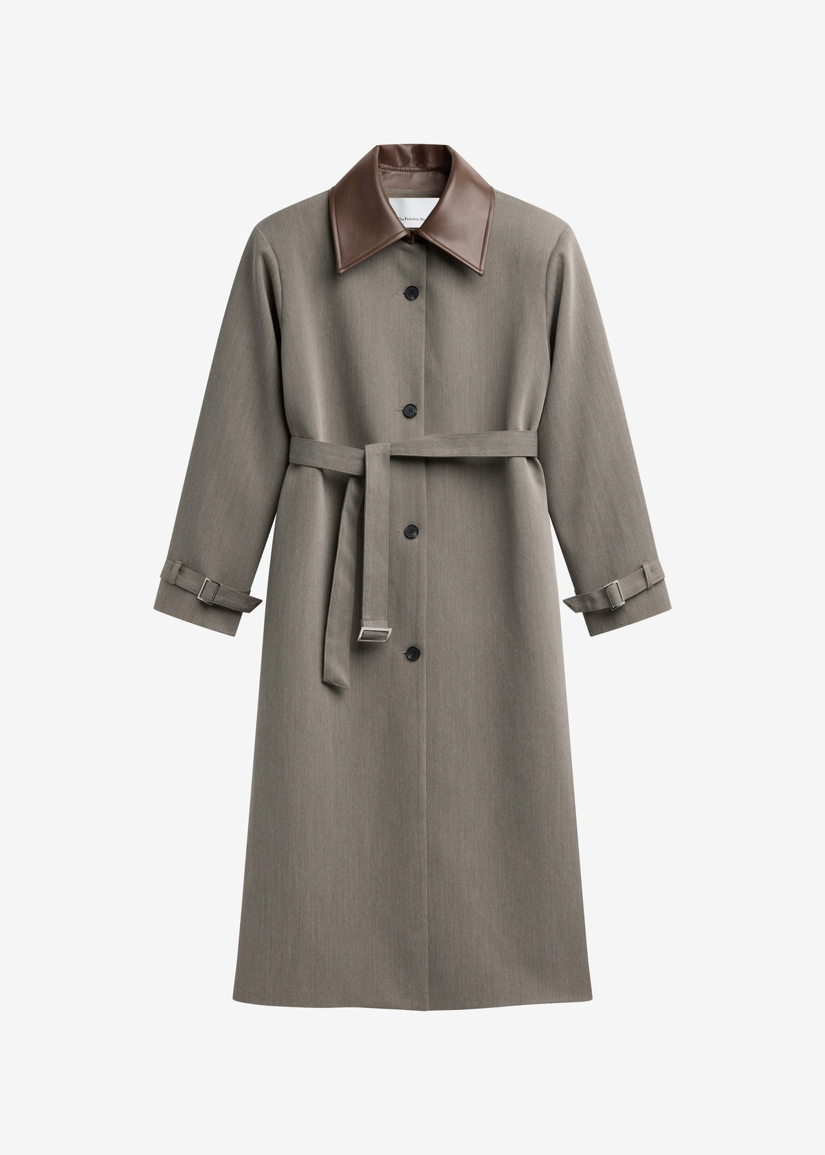 Teran Faux Leather Collar Coat - Dark Taupe β view 9 of 9