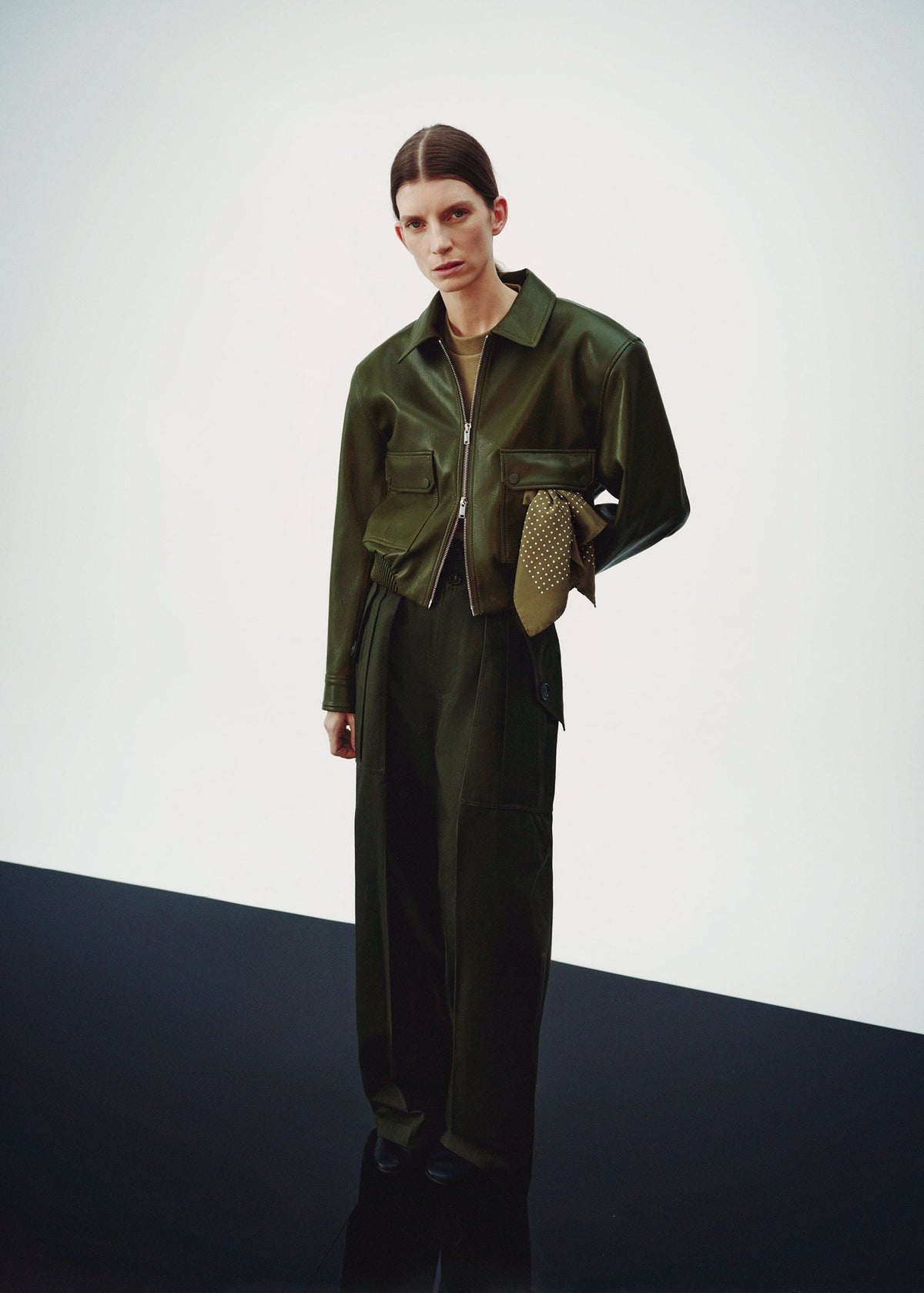 Val Faux Leather Padded Jacket - Army Green β view 6 of 7