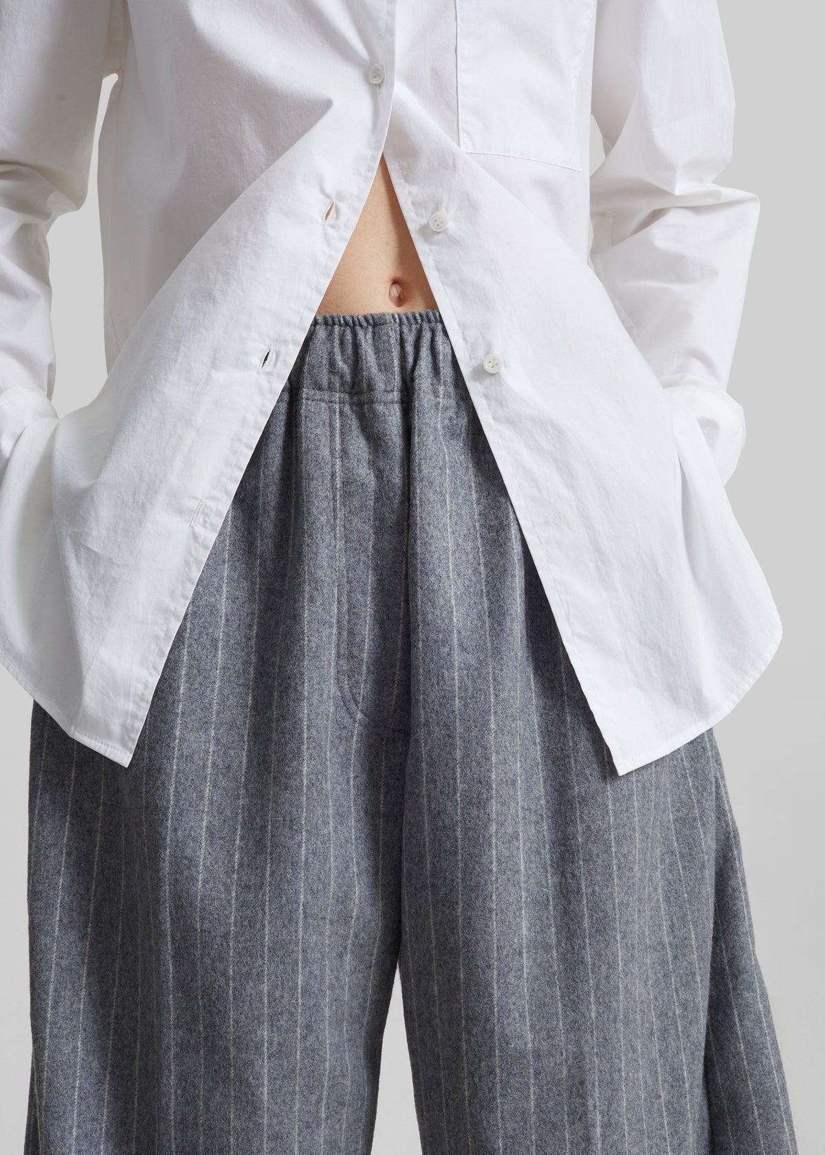 TheLatest Dora Pinstripe Wool Trousers - Light Grey β view 4 of 6