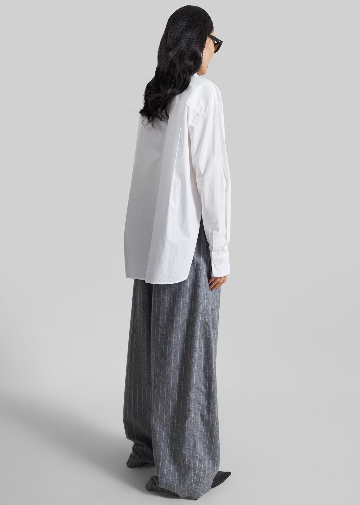 TheLatest Dora Pinstripe Wool Trousers - Light Grey β view 6 of 6