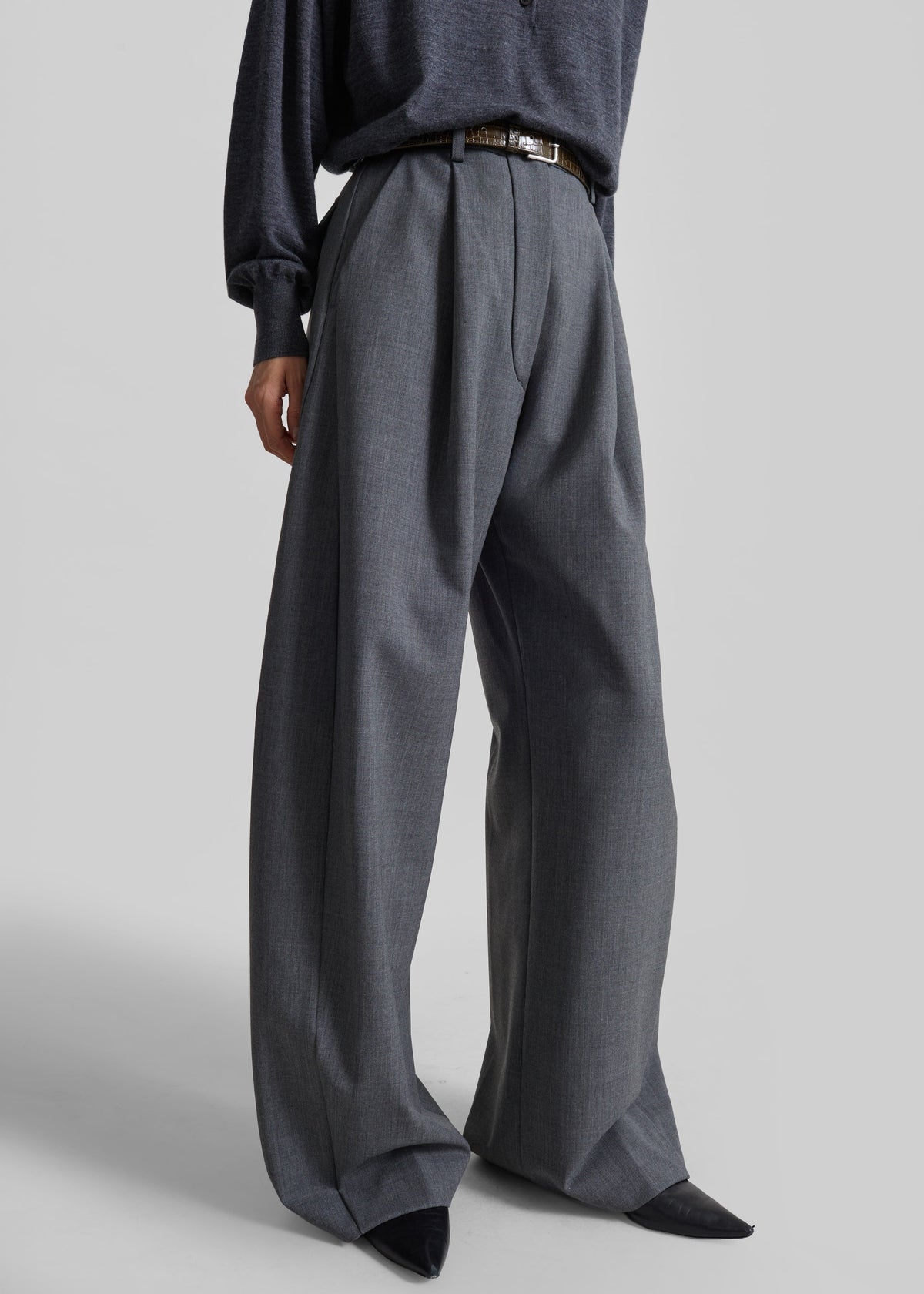 TheLatest Billie Wool Trousers - Grey Melange β view 2 of 6