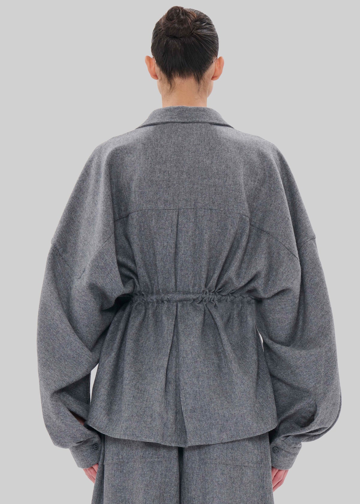 TheLatest Dalida Flannel Wool Shirt - Light Grey β view 4 of 4