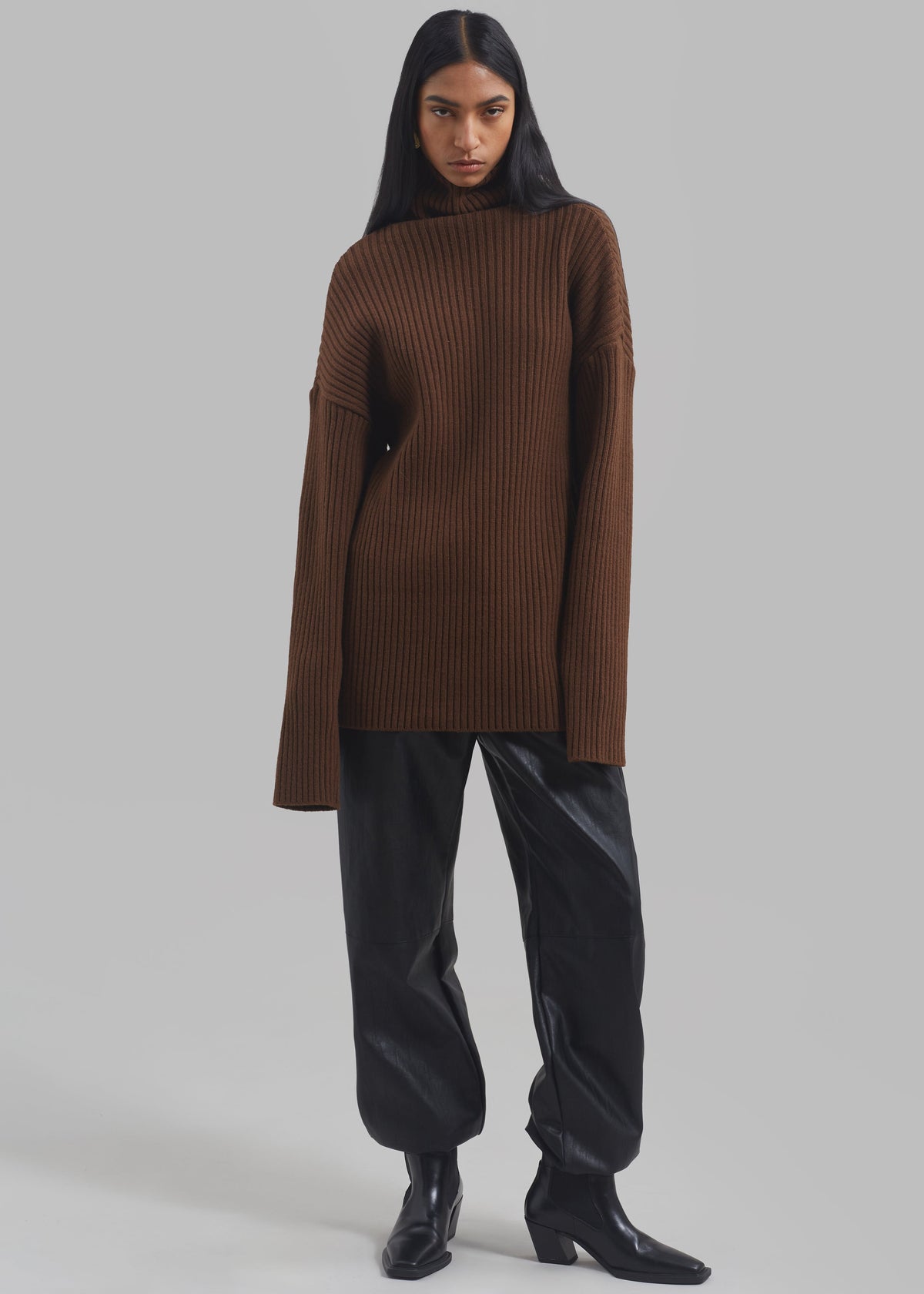 Thelma Ribbed Sweater Dress - Brown β view 3 of 9