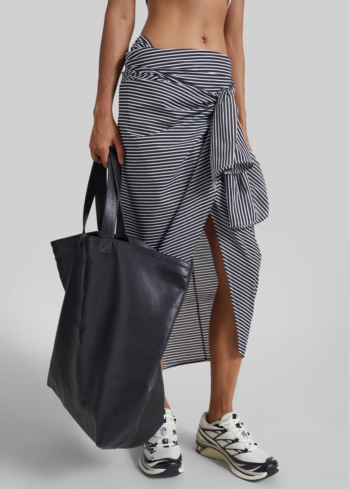 Thira Wrap Skirt - Black/White Stripe β view 6 of 11