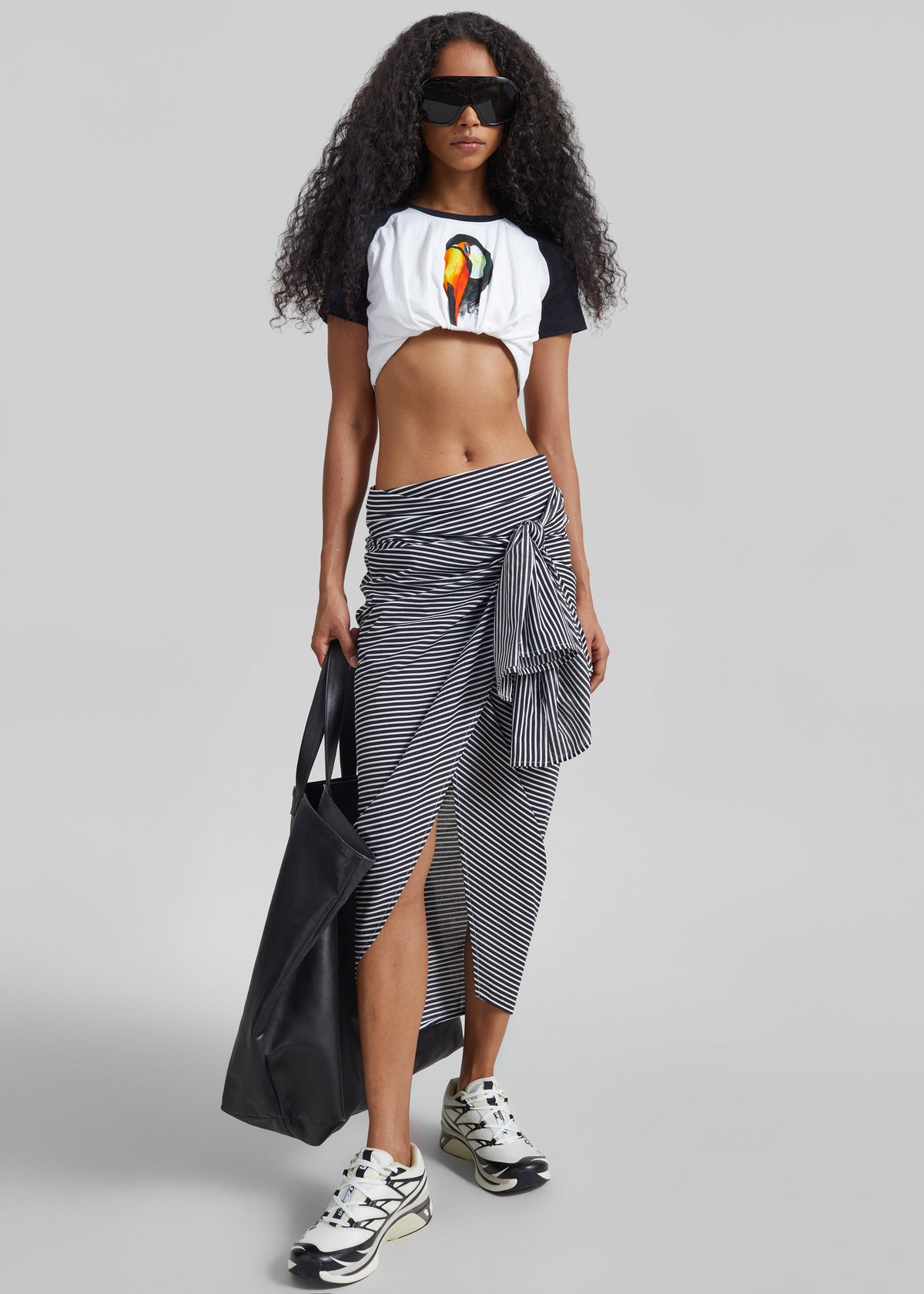 Thira Wrap Skirt - Black/White Stripe β view 7 of 11