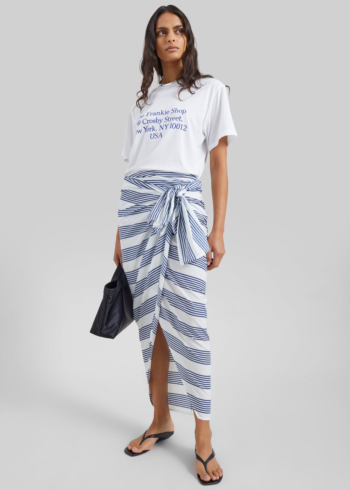 Thira Wrap Skirt - Navy/White Stripe β view 4 of 8