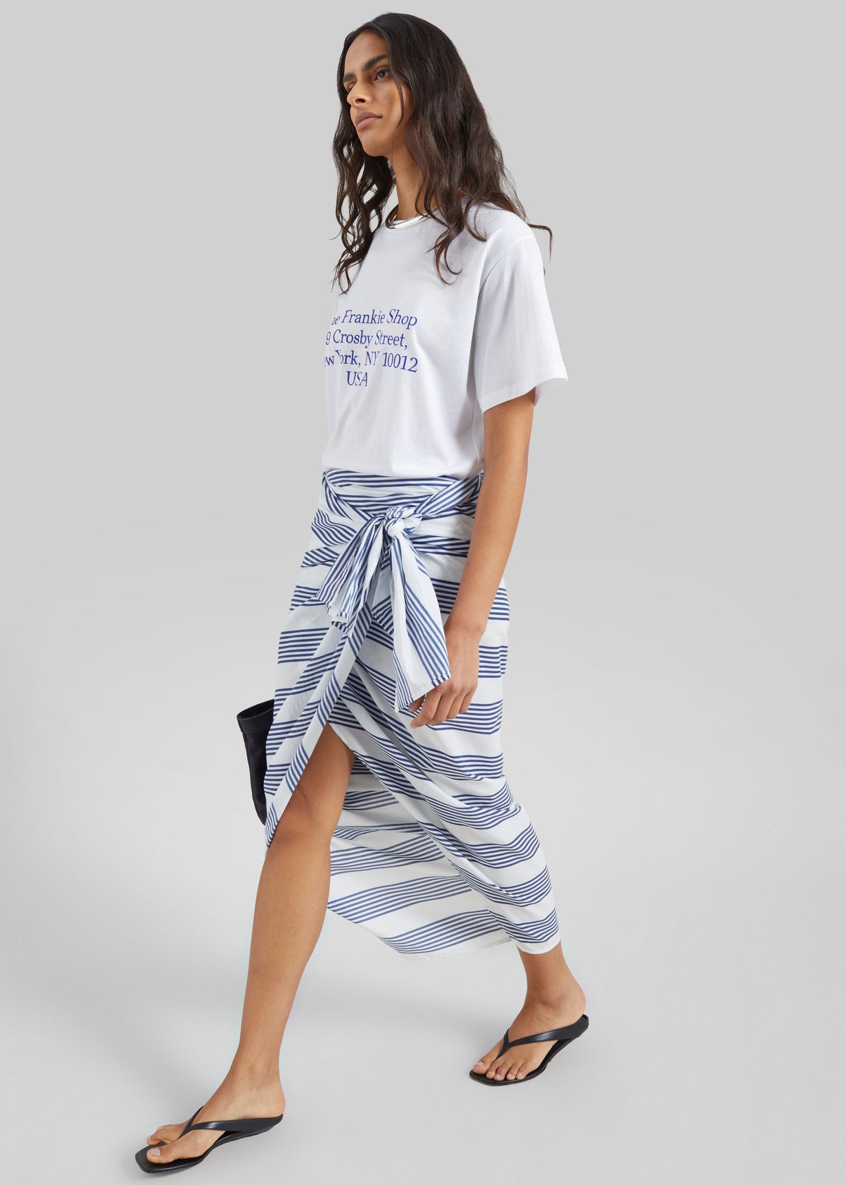 Thira Wrap Skirt - Navy/White Stripe β view 1 of 8