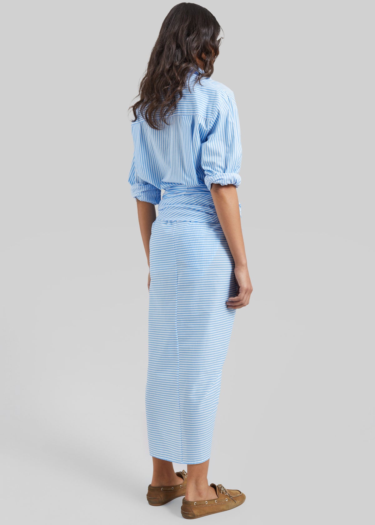 Thira Wrap Skirt - White/Light Blue β view 6 of 7