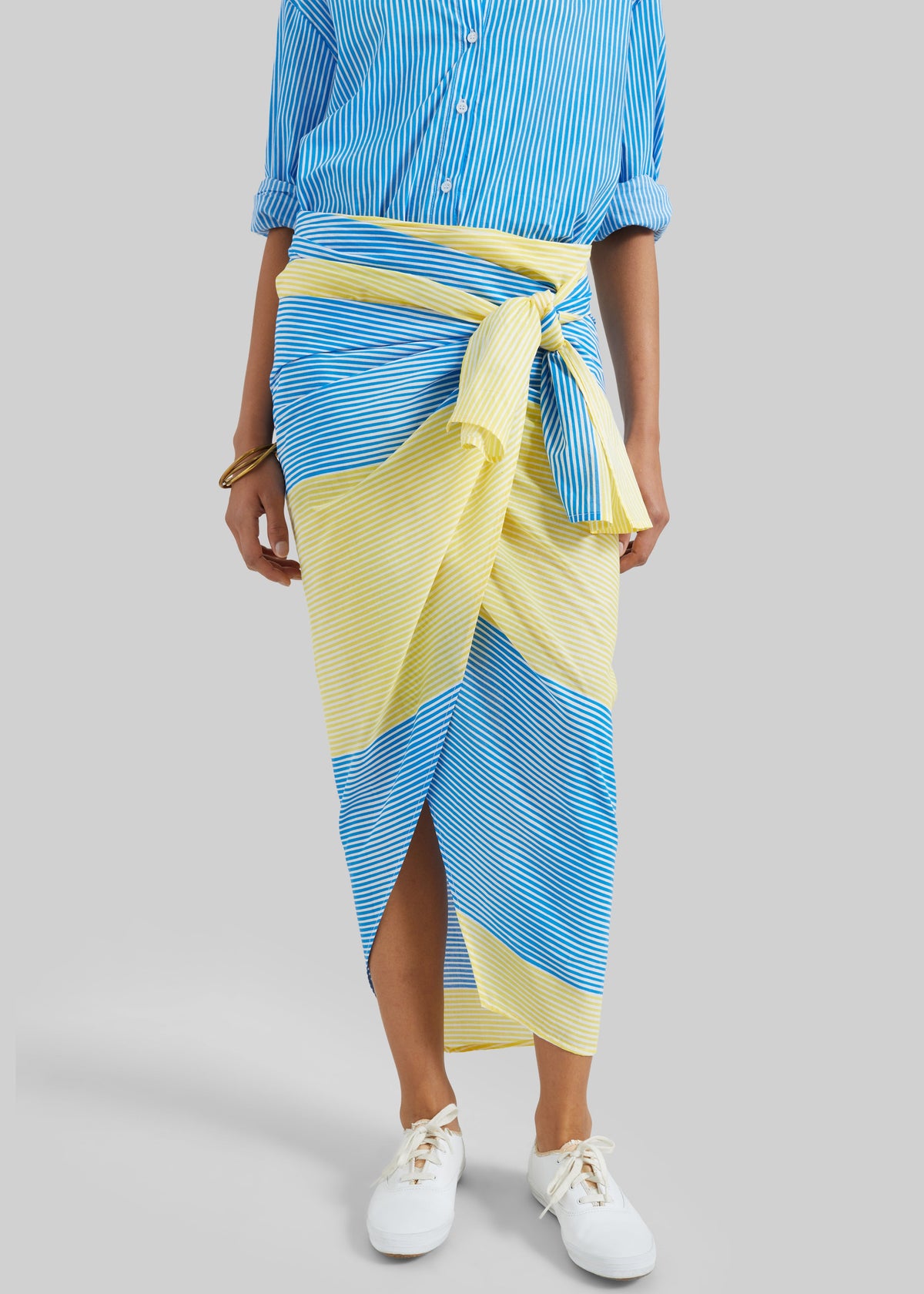Thira Wrap Skirt - Yellow Stripe β view 6 of 8