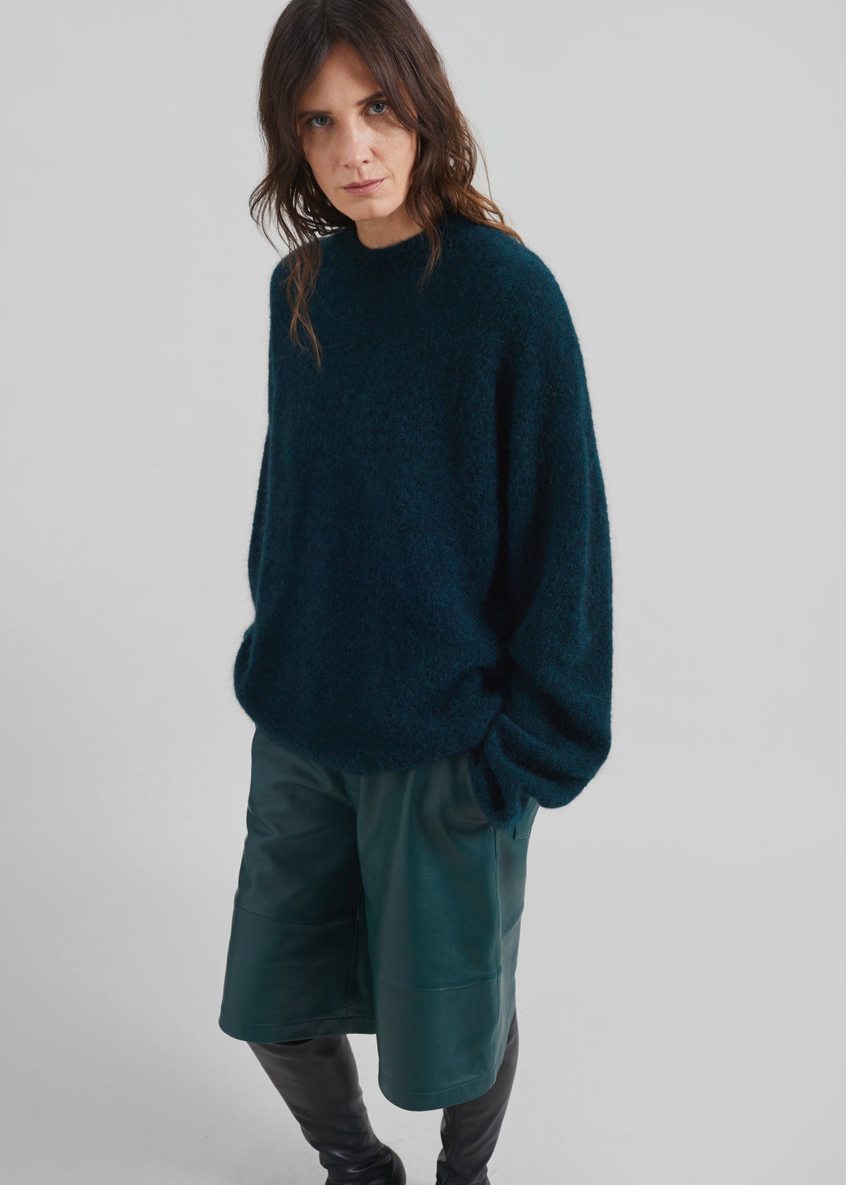 Timea Mohair Fuzzy Sweater - Bottle Green β view 3 of 8