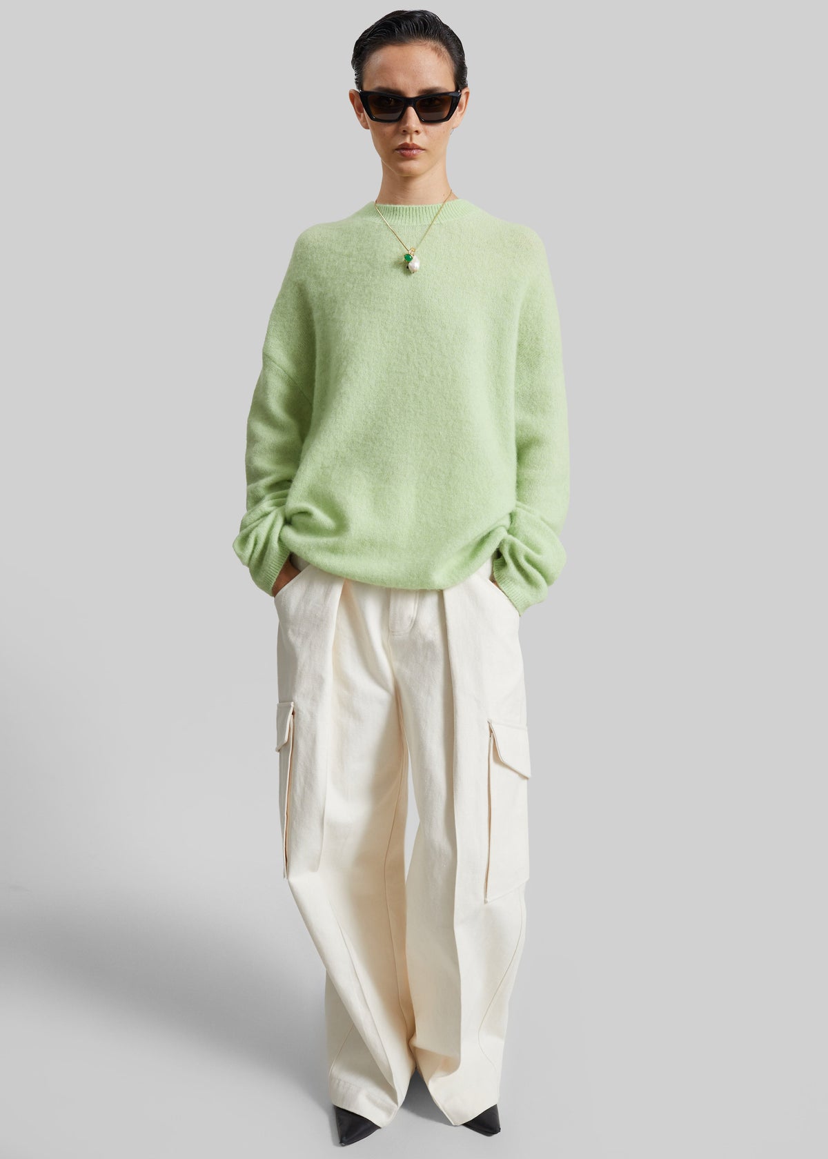 Timea Mohair Fuzzy Sweater - Lime β view 2 of 6