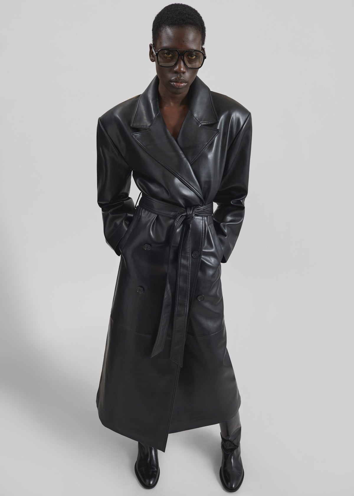 Tina Faux Leather Trench Coat - Black β view 1 of 6