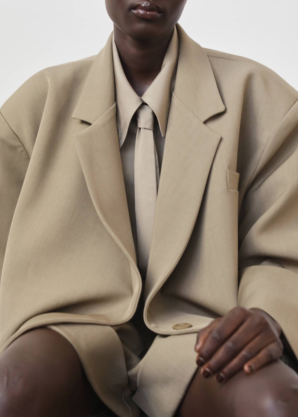 Tolmer Boxy Wrap Blazer - Taupe Melange β view 5 of 12