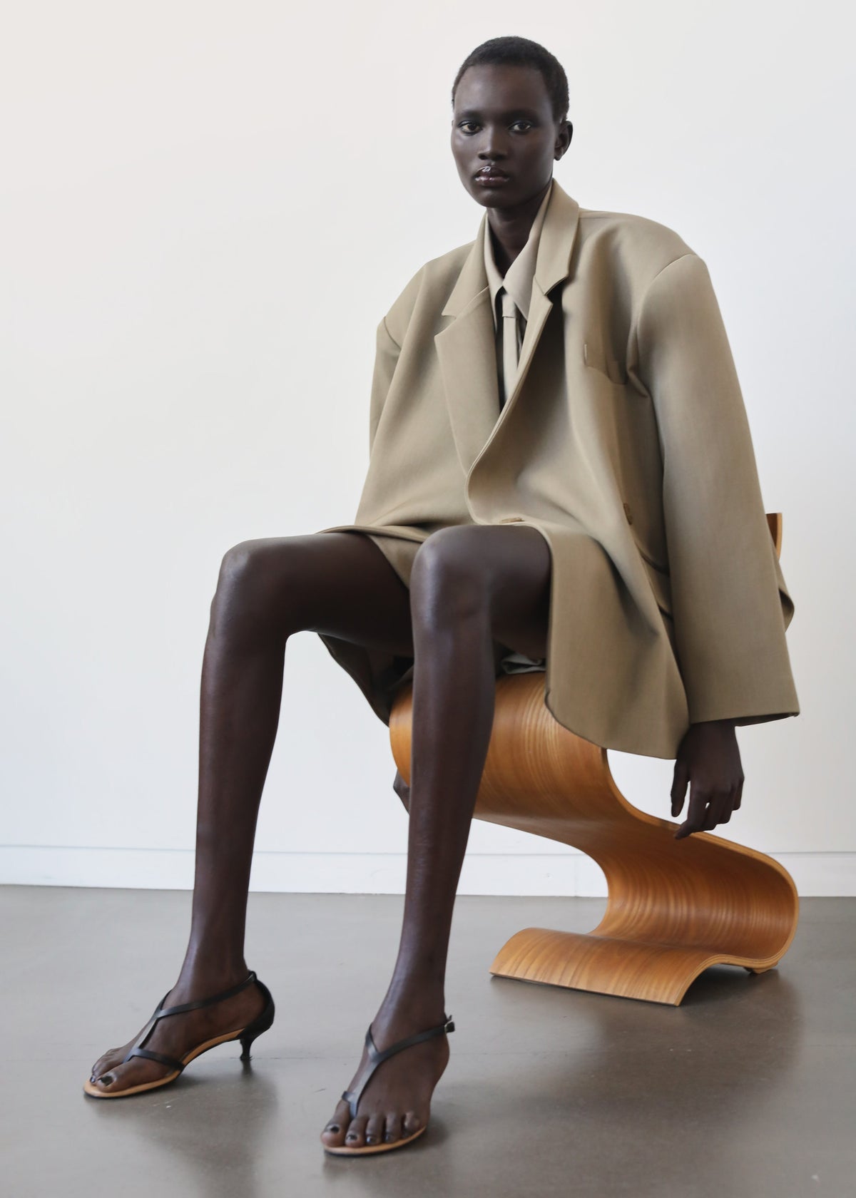 Tolmer Boxy Wrap Blazer - Taupe Melange β view 10 of 12
